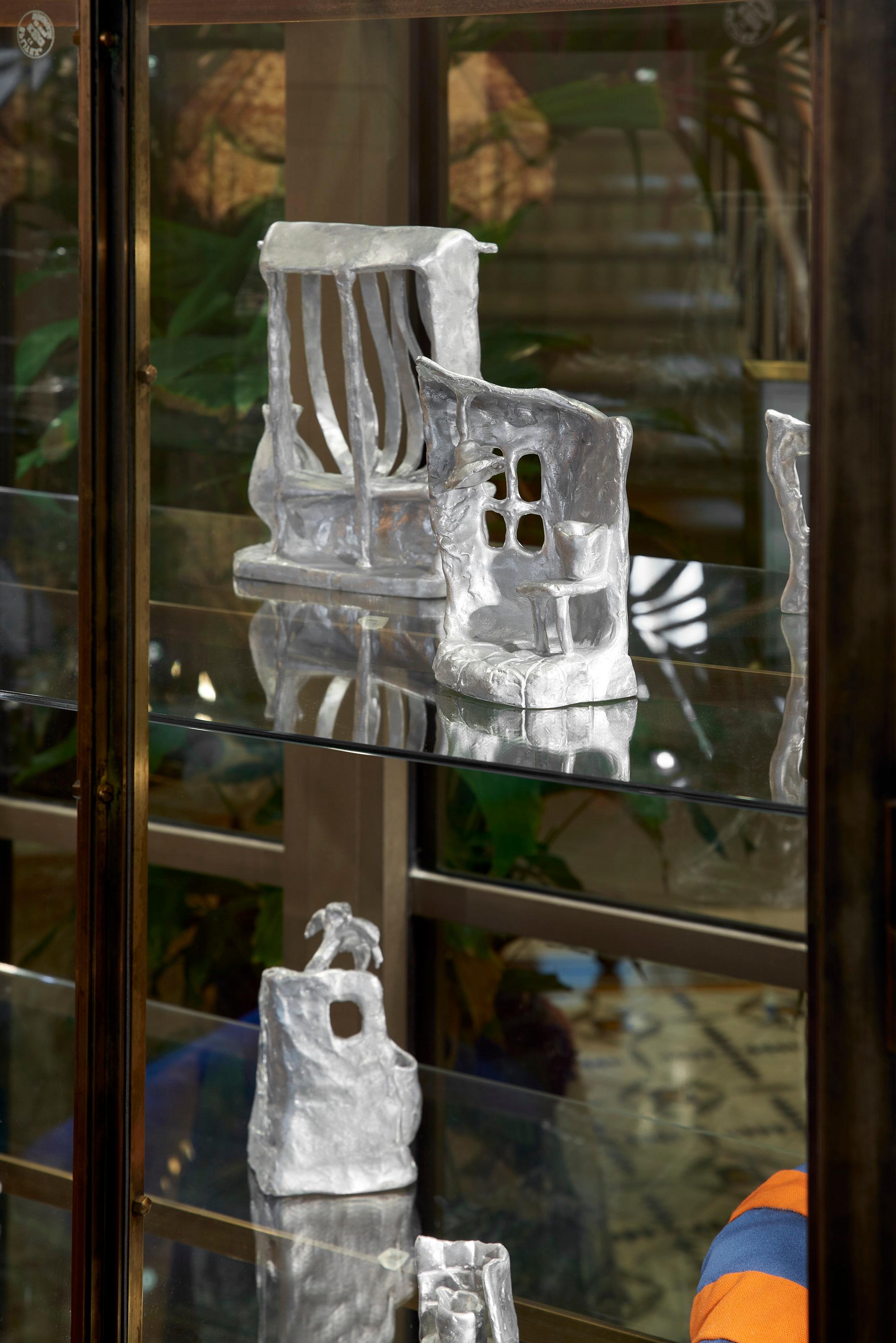 Dutch Handmade Aluminium cast standing sculpture depicting 'Night Study' For Sale