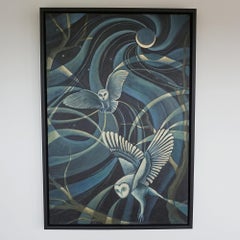 'Night Watcher' Contemporary Art Deco Style Painting By Vera Jefferson