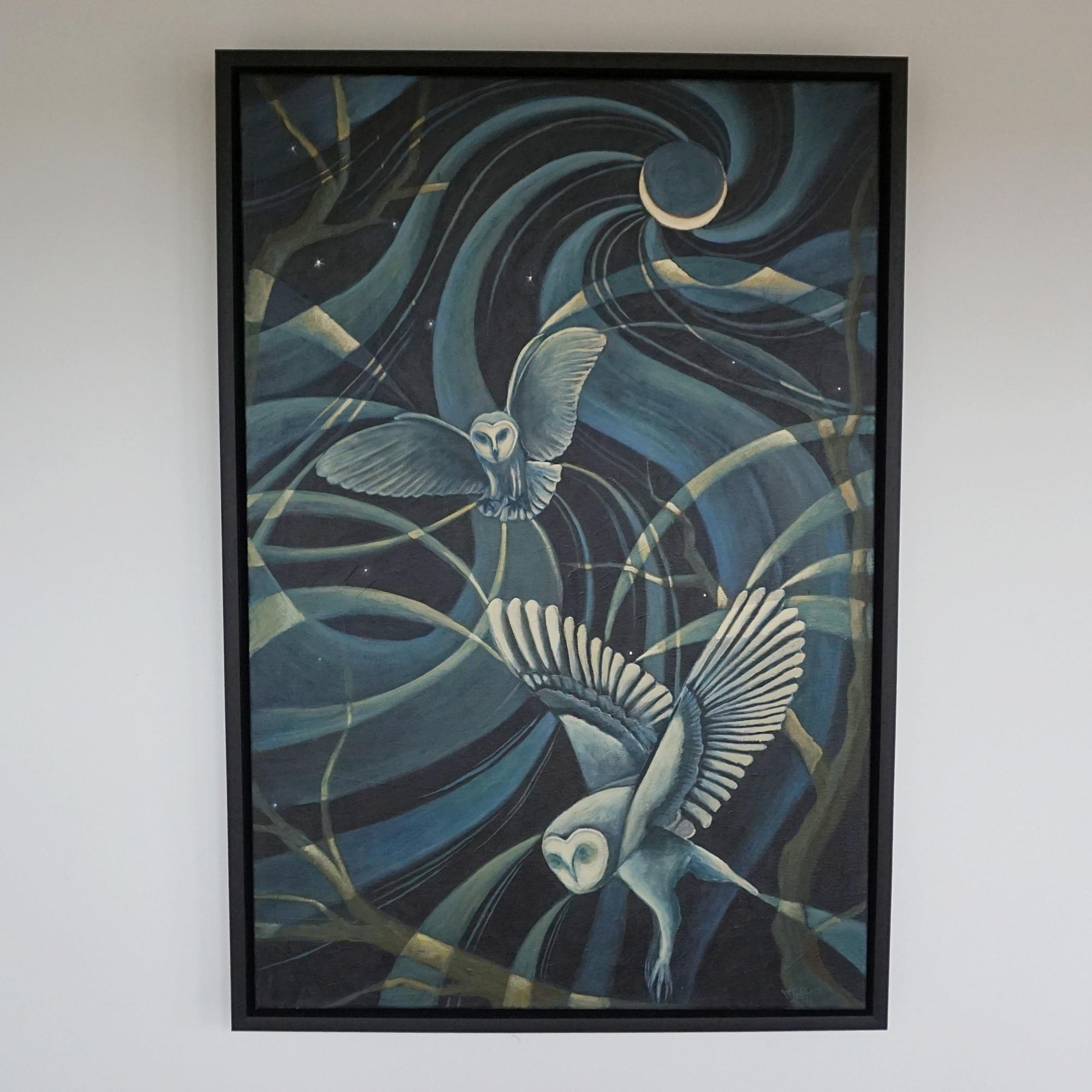 Canvas 'Night Watcher' Contemporary Art Deco Style Painting By Vera Jefferson