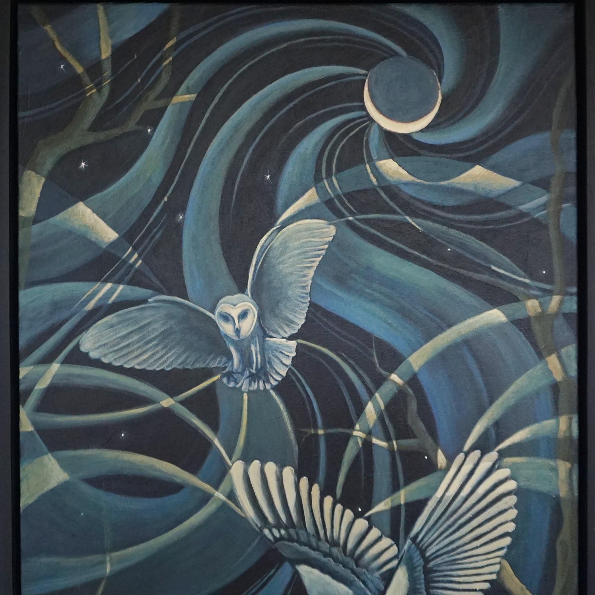 'Night Watcher' Contemporary Art Deco Style Painting By Vera Jefferson 2