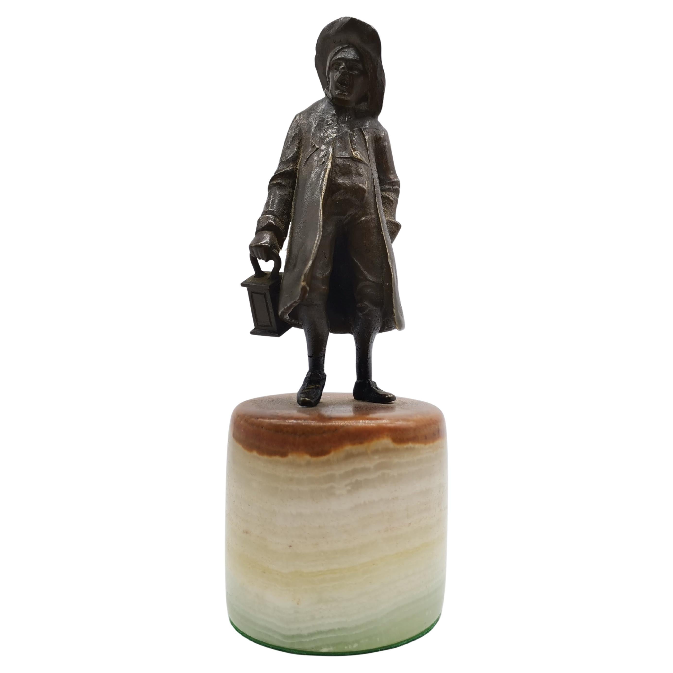 Night Watchman, Bronze and Marblestone For Sale