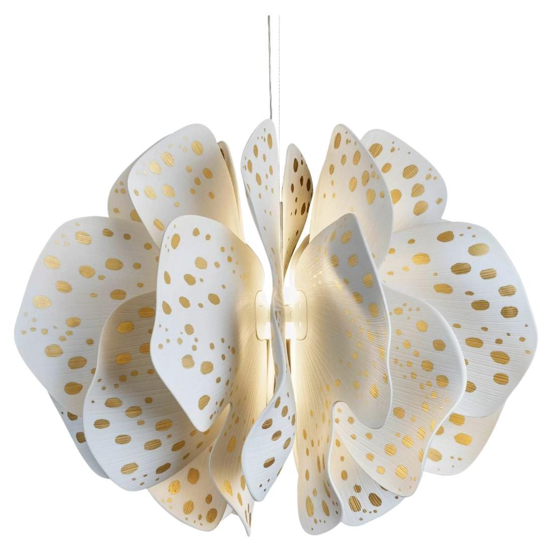 Nightbloom Hanging Lamp 60cm. White & gold For Sale