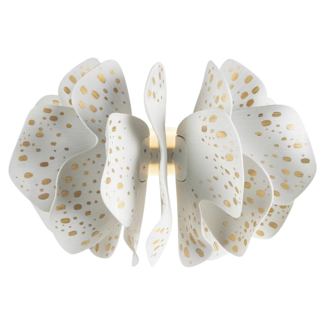 Nightbloom Porcelain Wall Lamp Sconce in White & Gold For Sale
