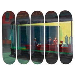 Nighthawks by Edward Hopper Skateboard Deck Pentaptych