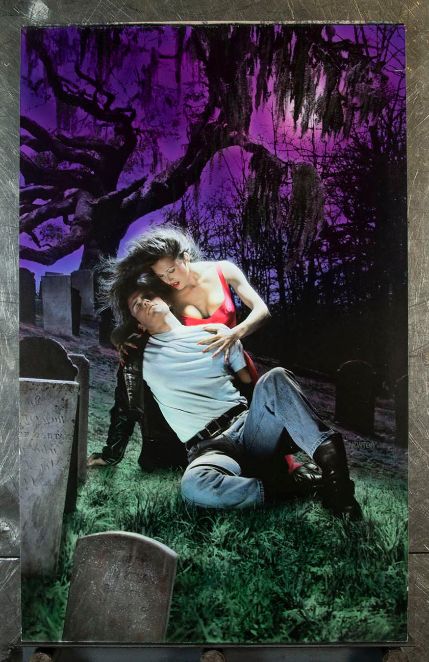 Night’s Immortal Touch Mixed Media Painting and Original Book Cover
Original mixed media airbrush, acrylic and oil painting, including original book cover.
This sensual cover art was created for a book by Cheryln Jac that tells a sexy vampire story.