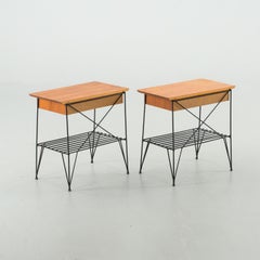 Nightstand Teak on Metal Base  a pair Anonymous, Sweden, 1950
