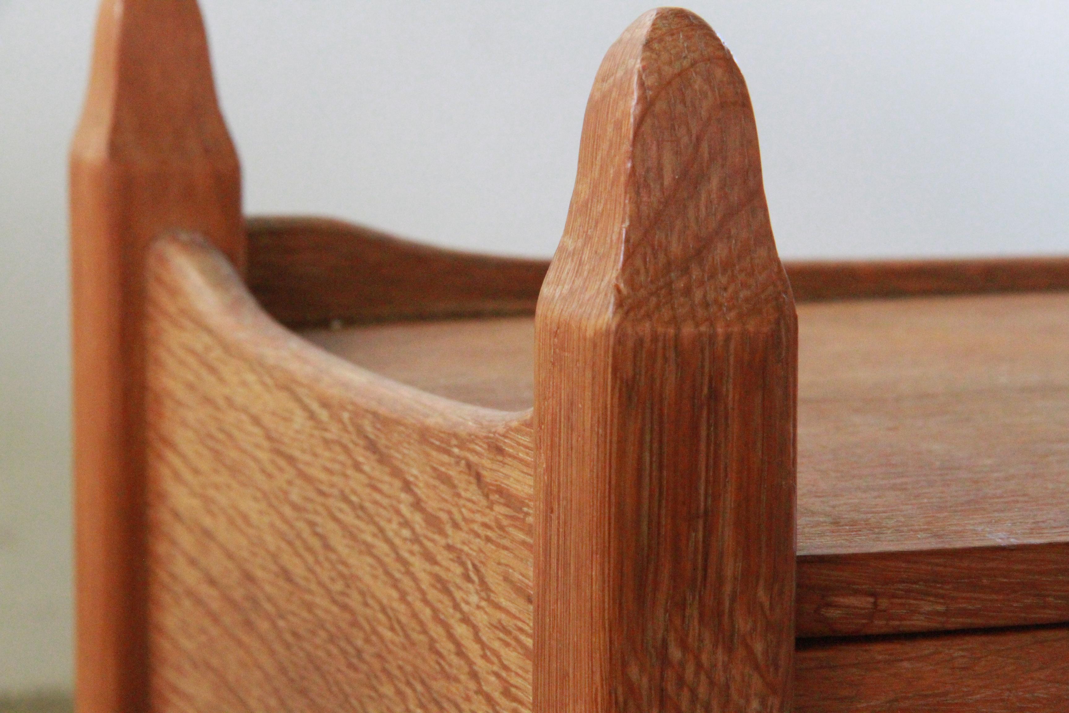 Brass Nightstand, Bedside cabinet in Oak style of Henning Kjærnulf, Denmark 1960s