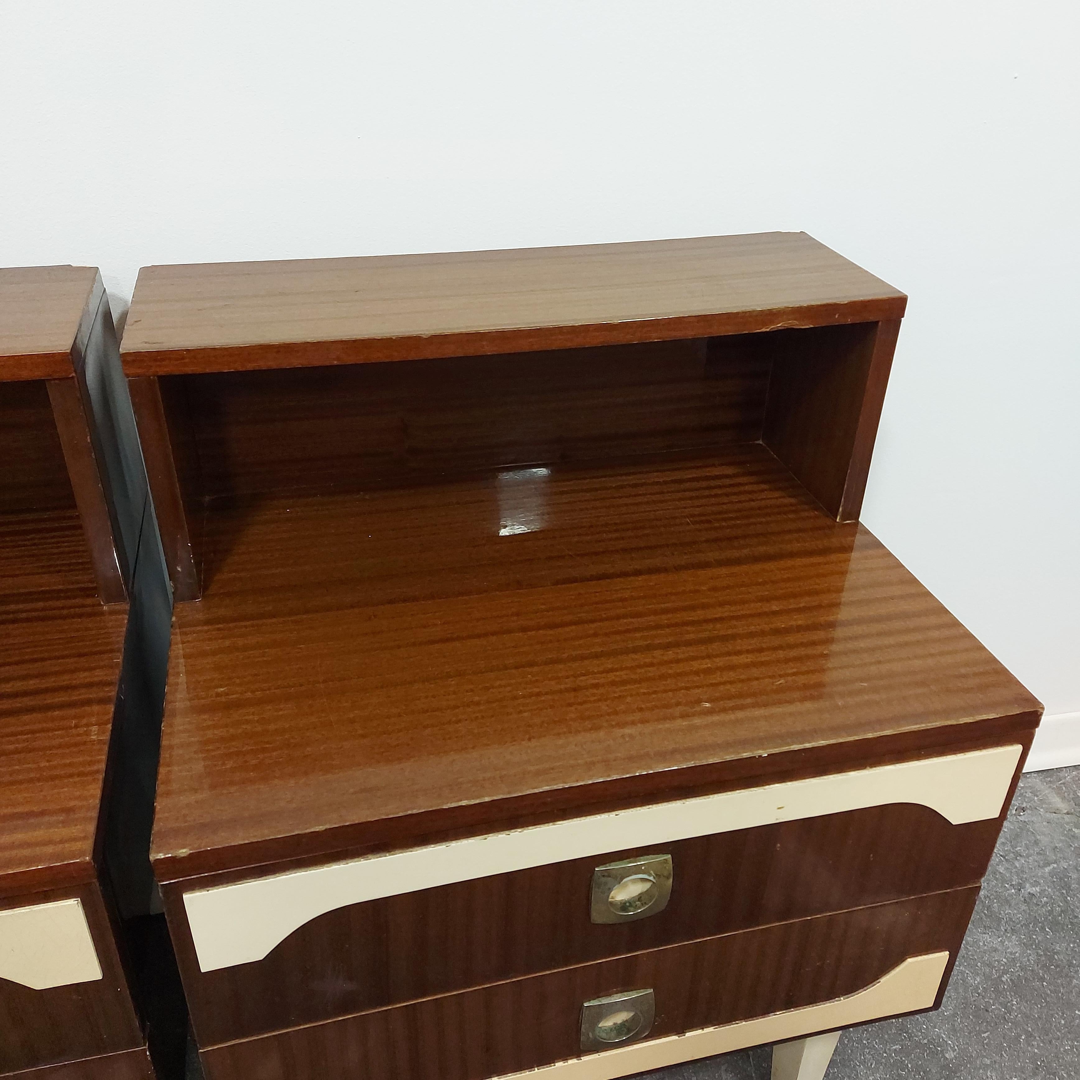 Hardwood Nightstand/Bedside Table 1970s Pair For Sale