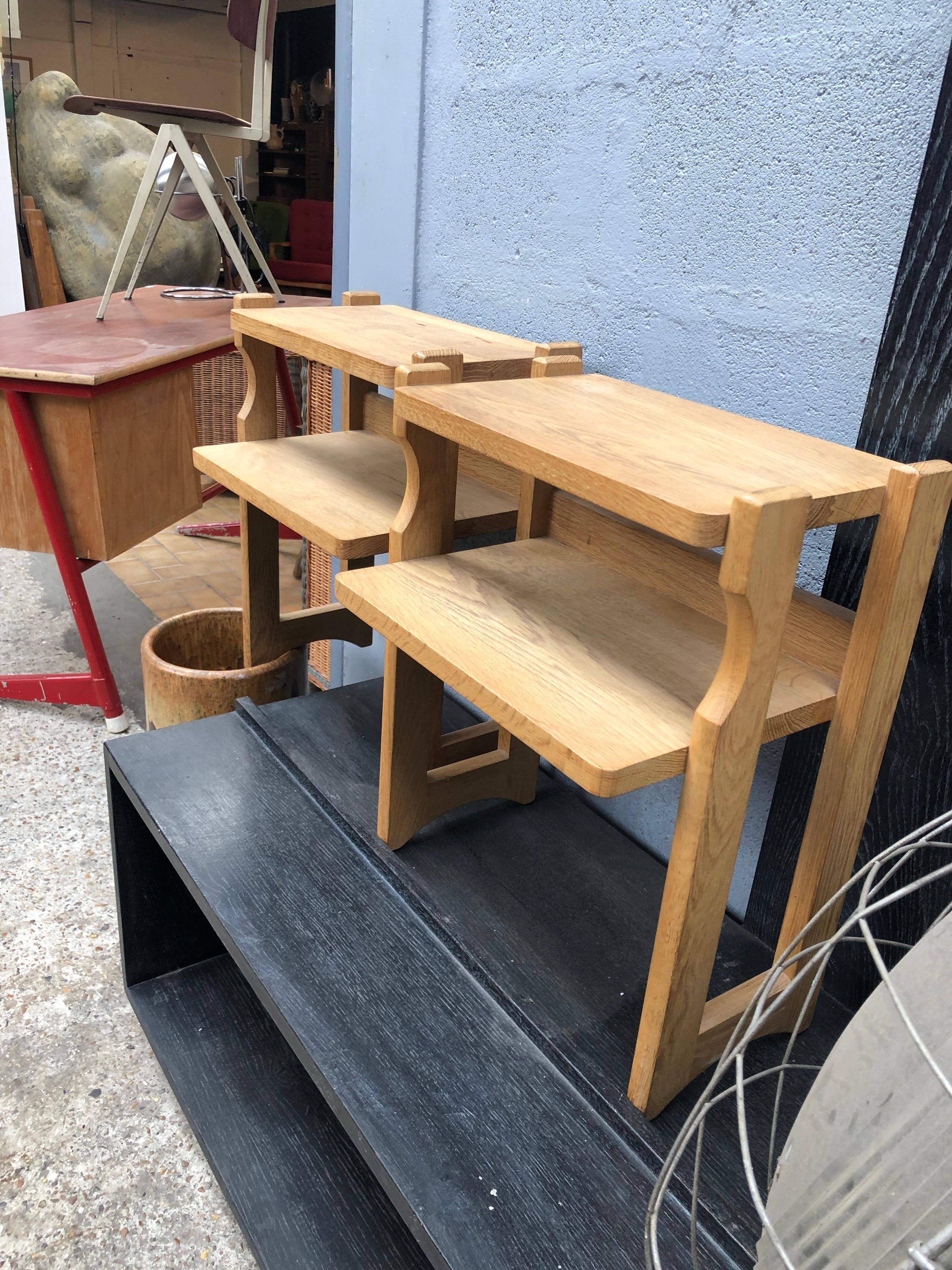 Nightstands in oak by Guillerme et Chambron.