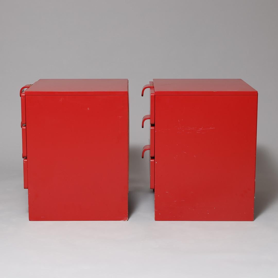 Mid-Century Modern Nightstand Dresser  by Asko Finland red lacquer 1960 For Sale