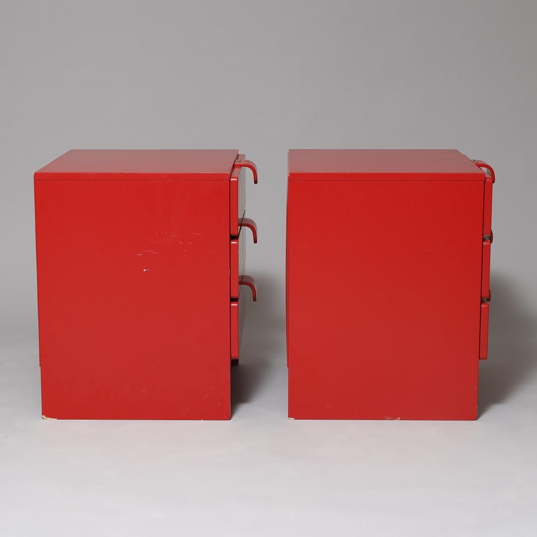 Nightstand Dresser  by Asko Finland red lacquer 1960 For Sale 2