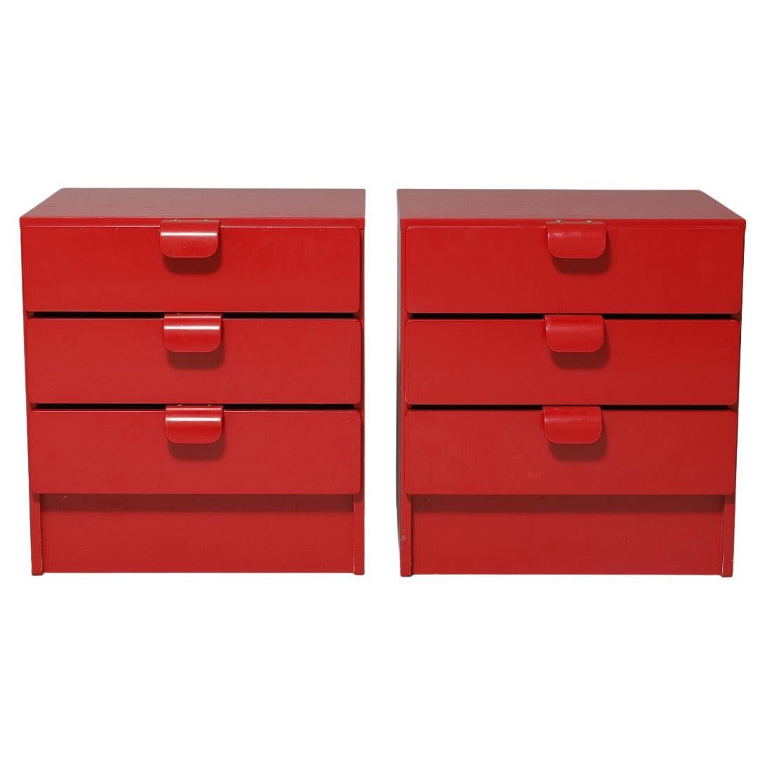 Nightstand Dresser  by Asko Finland red lacquer 1960