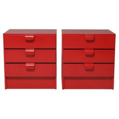 Nightstand Dresser  by Asko Finland red lacquer 1960