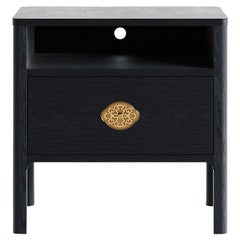 Swiss Nightstand in Black Ebonized Solid European Ash