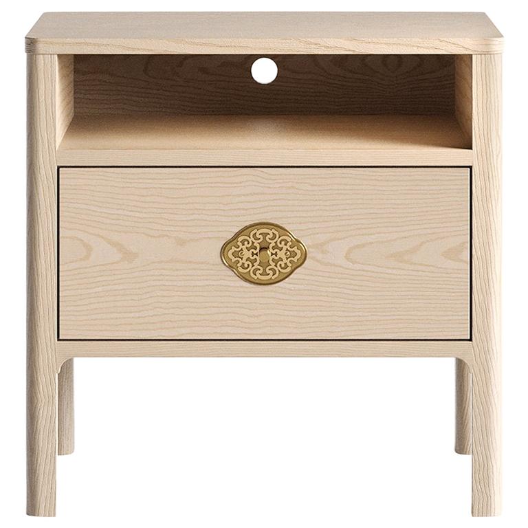 Swiss Nightstand in Natural Solid European Ash For Sale