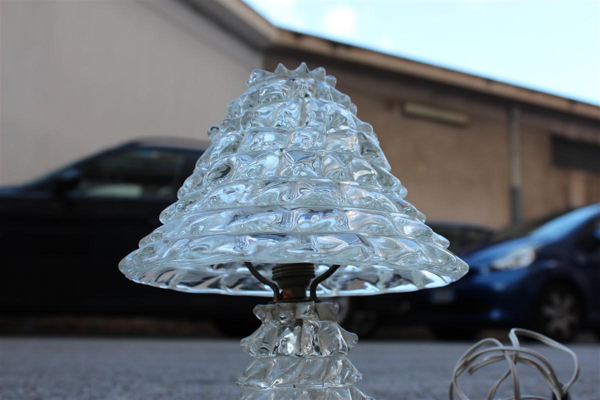 Italian Nightstand Murano Glass Table Lamp 1940s Mushroom