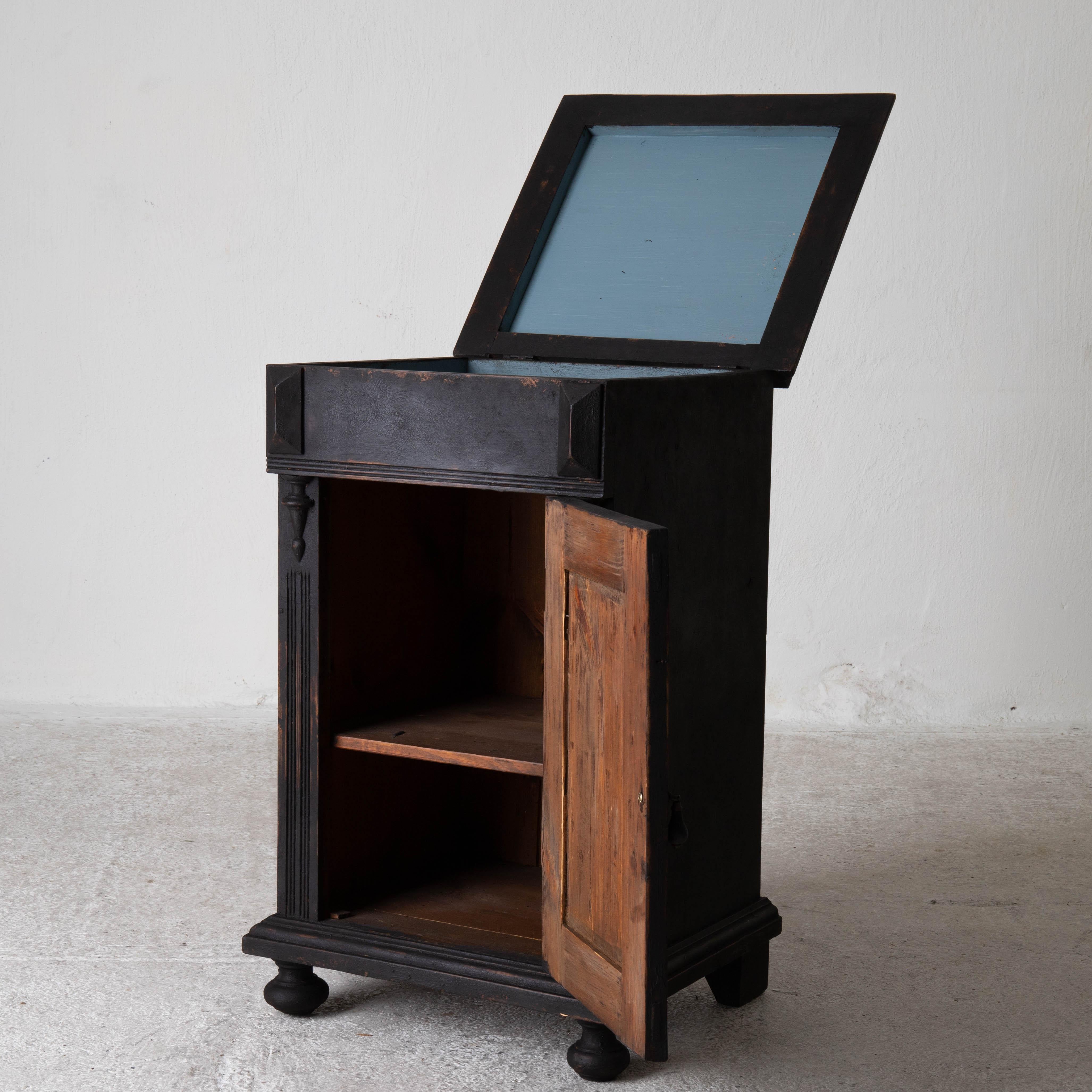 Neoclassical Nightstand Swedish Black, Late 19th Century, Sweden