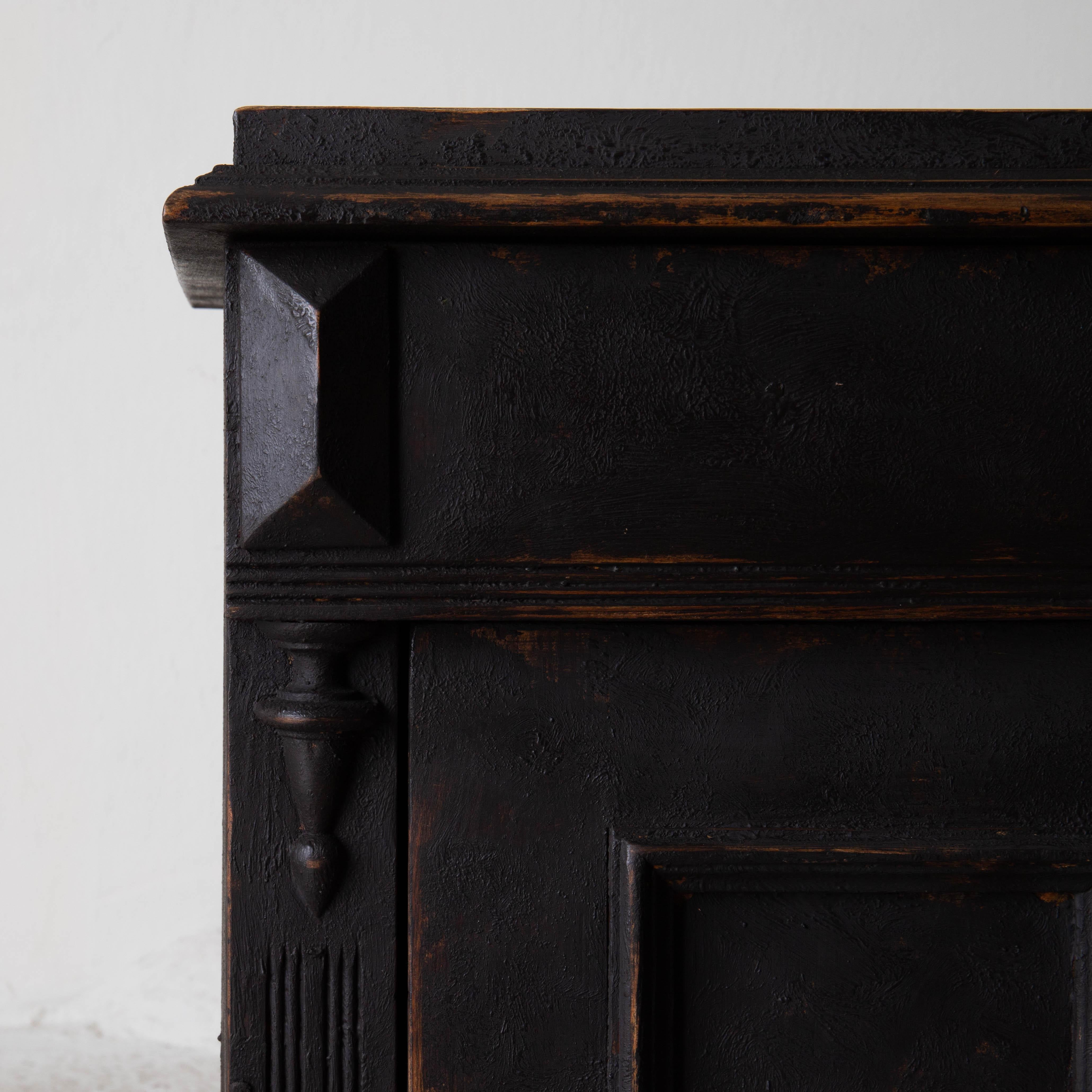 Wood Nightstand Swedish Black, Late 19th Century, Sweden