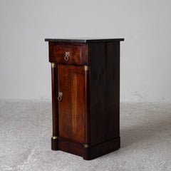 Nightstand Swedish Neoclassical 19th Century Mahogany Grey Stone Top Sweden