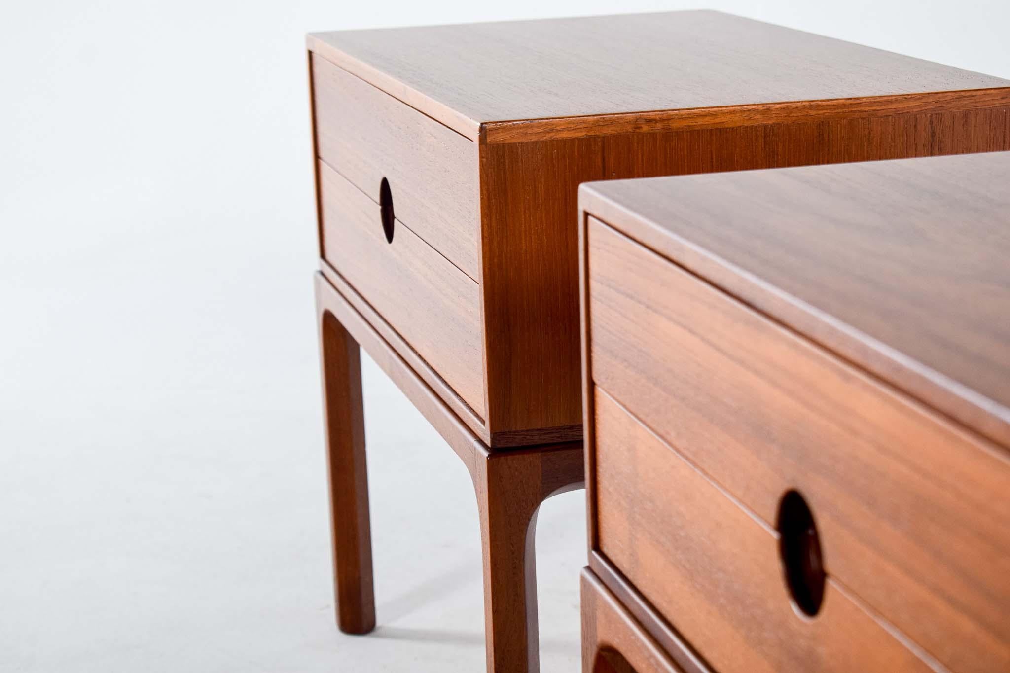 Teak Nightstand Tables by Kai Kristiansen for Aksel Kjersgaard, 1960s