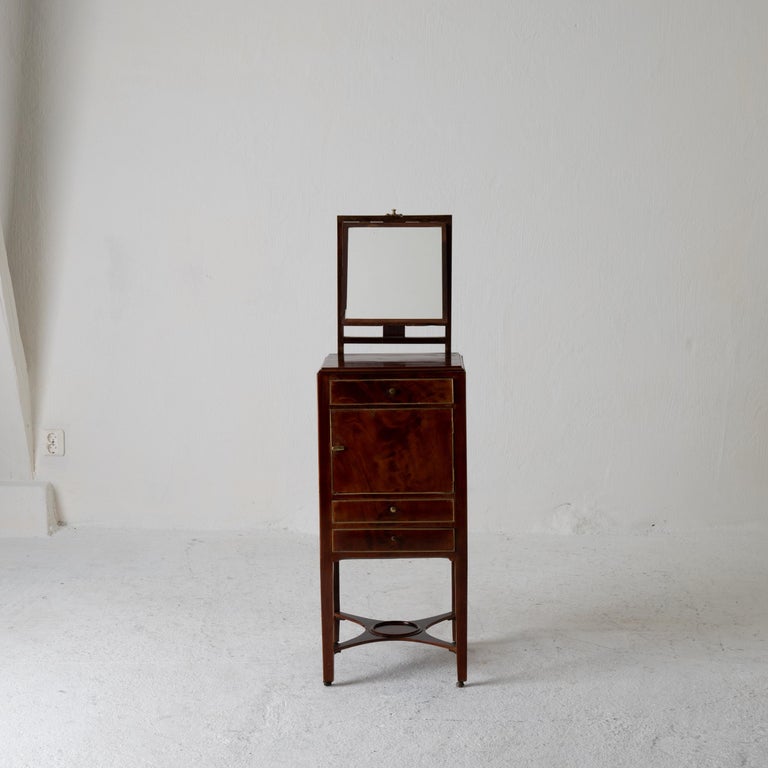 Nightstand Vanity Table Gustavian Swedish Mahogany Brass Lining, Sweden For Sale at 1stDibs