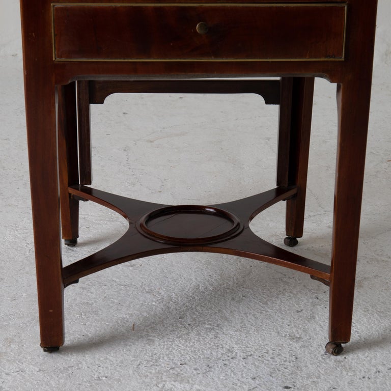 Nightstand Vanity Table Gustavian Swedish Mahogany Brass Lining, Sweden For Sale at 1stDibs