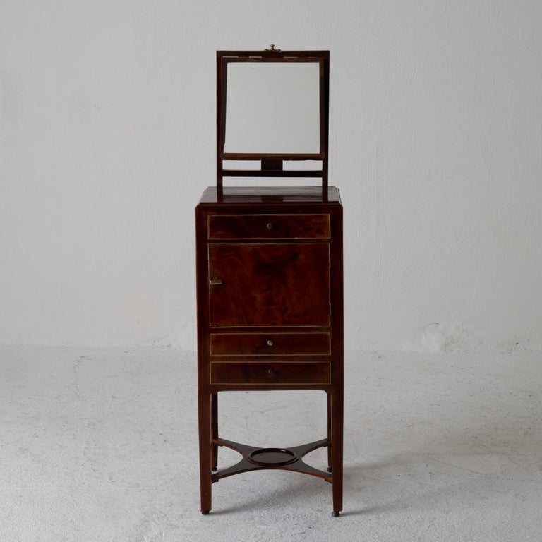 Nightstand Vanity Table Gustavian Swedish Mahogany Brass Lining, Sweden For Sale at 1stDibs