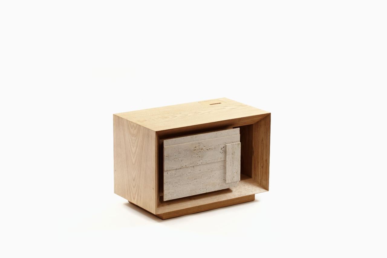 Modern Nightstand Wyllis with Travertino Navona For Sale
