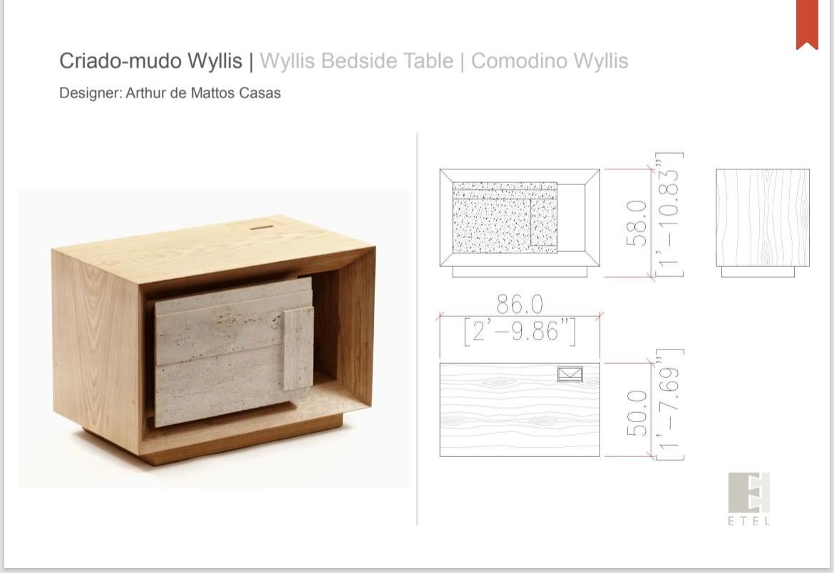 Nightstand Wyllis with Travertino Navona In New Condition For Sale In Houston, TX