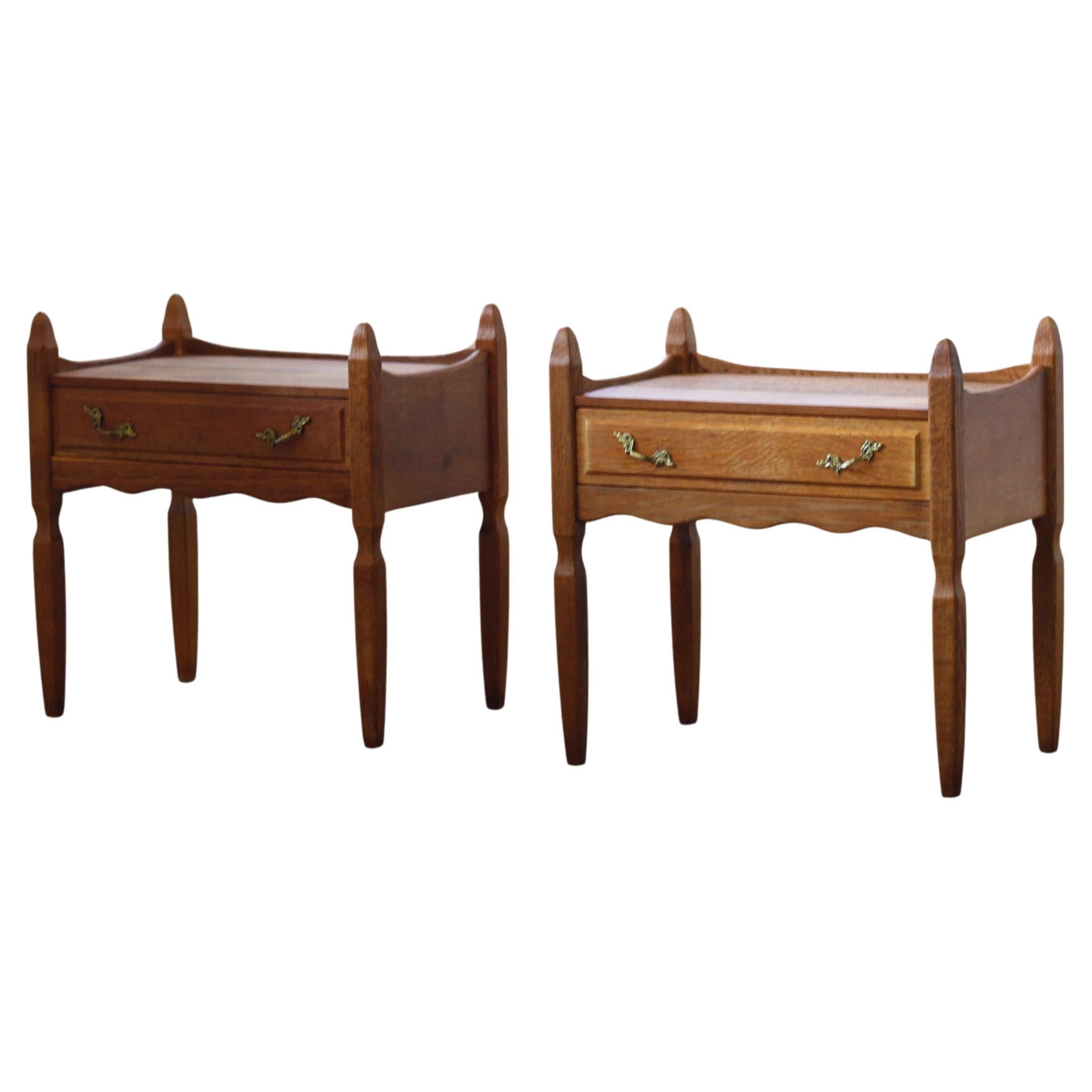 Nightstands, Bedside Tables in Oak style of Henning Kjærnulf, Denmark, 1960s