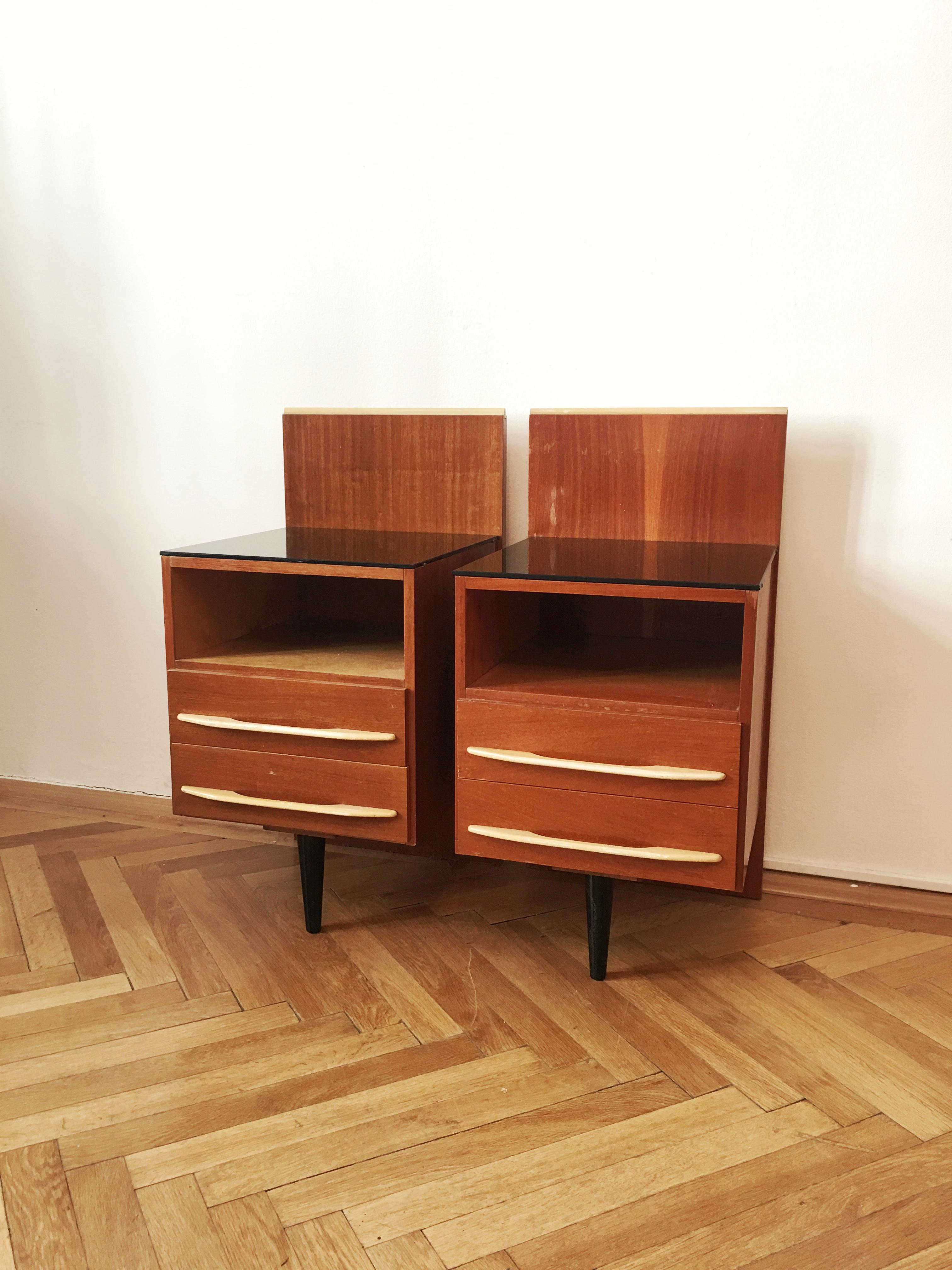 Czech Nightstands by Mojmir Pozar for Up Zavody, 1960s, Pair For Sale