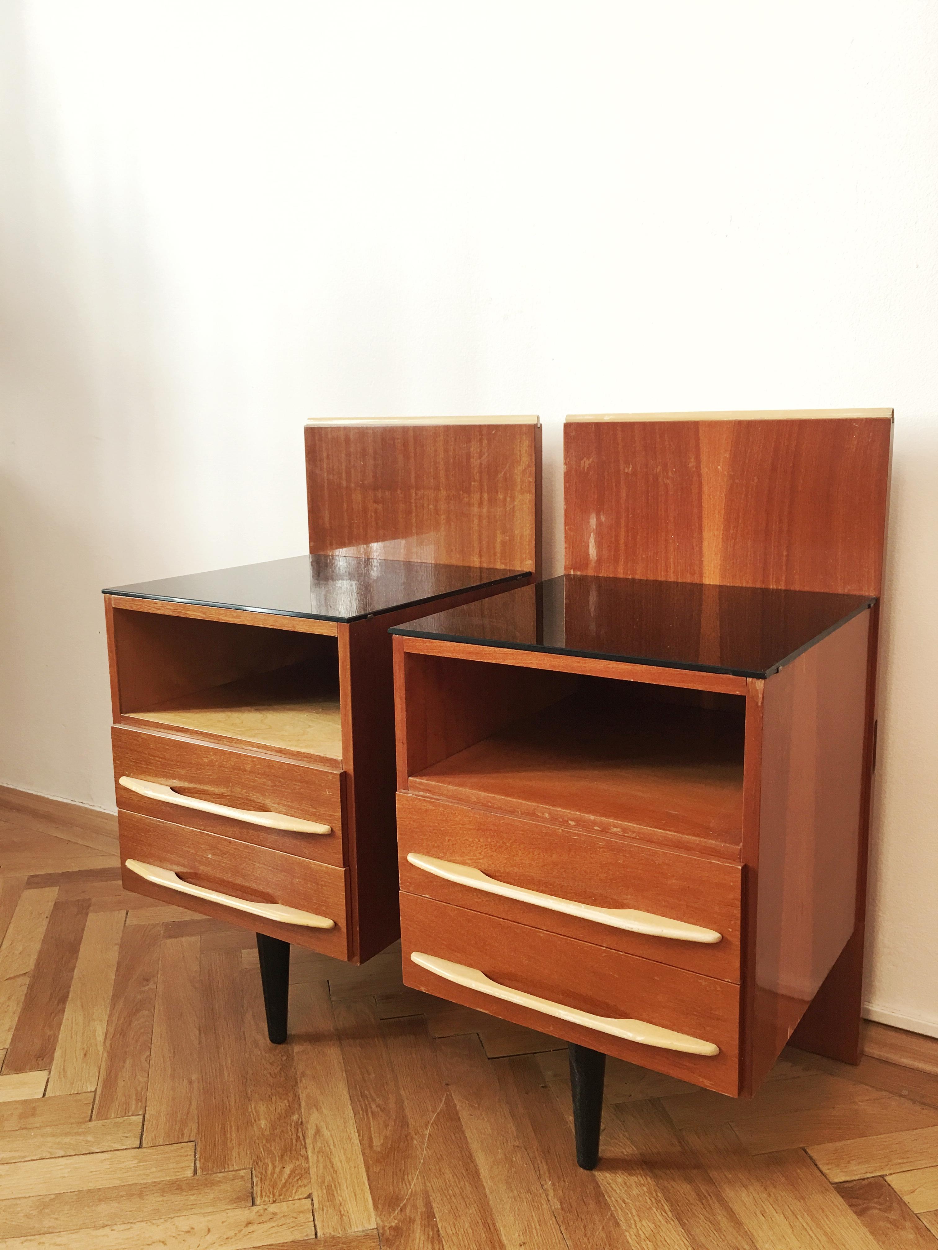 Nightstands by Mojmir Pozar for Up Zavody, 1960s, Pair In Good Condition For Sale In Prague, CZ