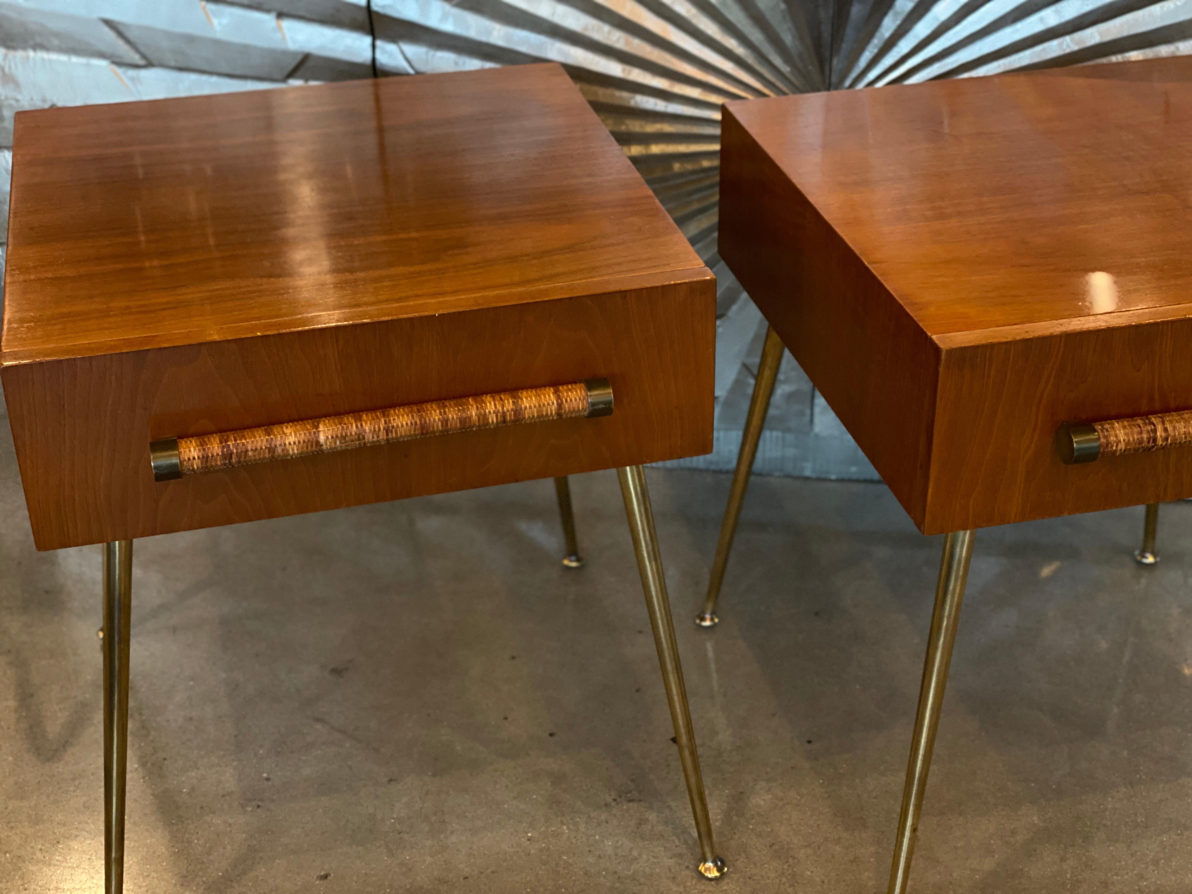 Walnut Nightstands or Side Tables by T. H. Robsjohn-Gibbings, 1950s