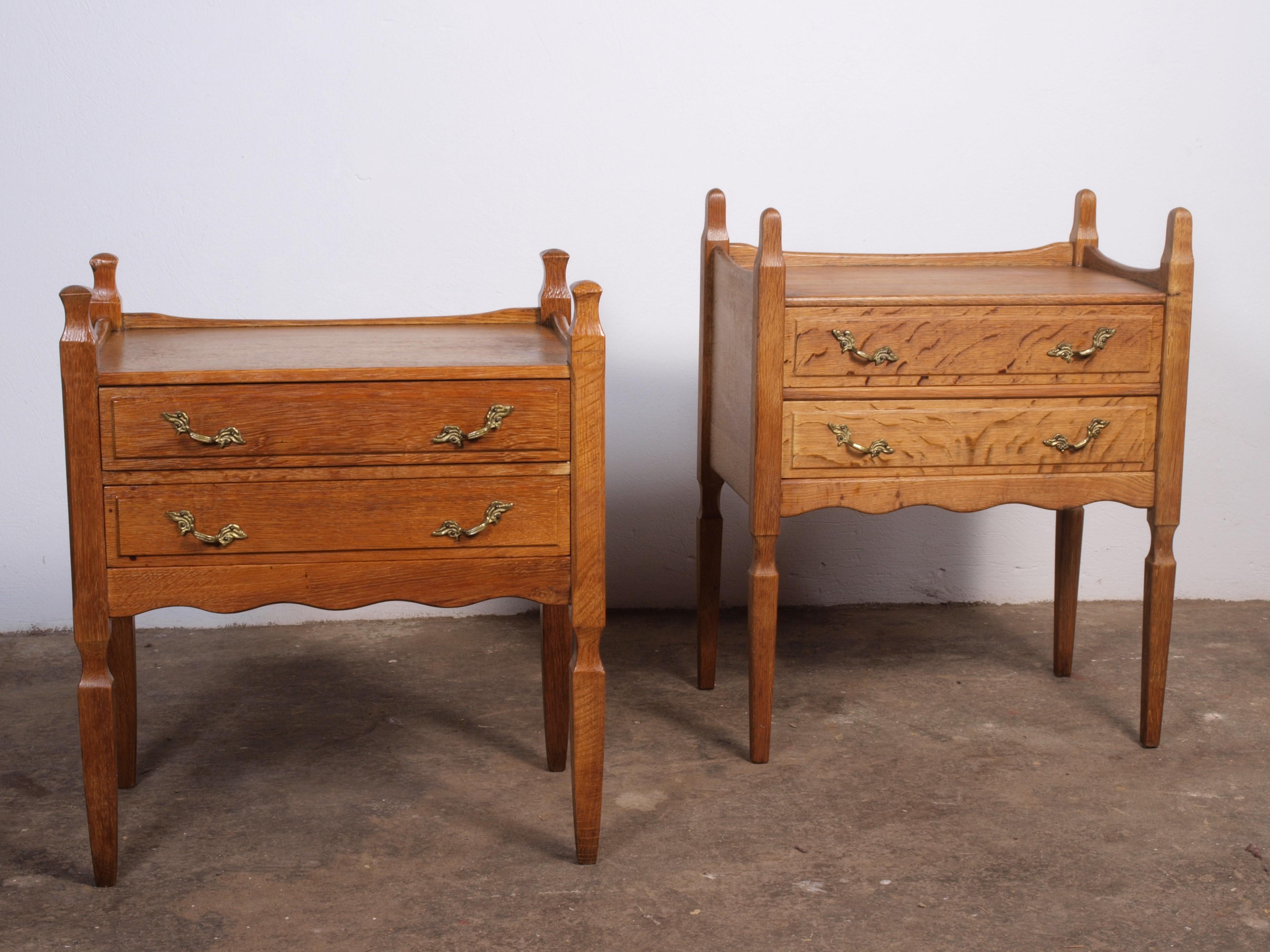 Nightstands in Oak attributed to Henning Henry Kjærnulf, Denmark 1960s In Good Condition For Sale In Store Heddinge, DK