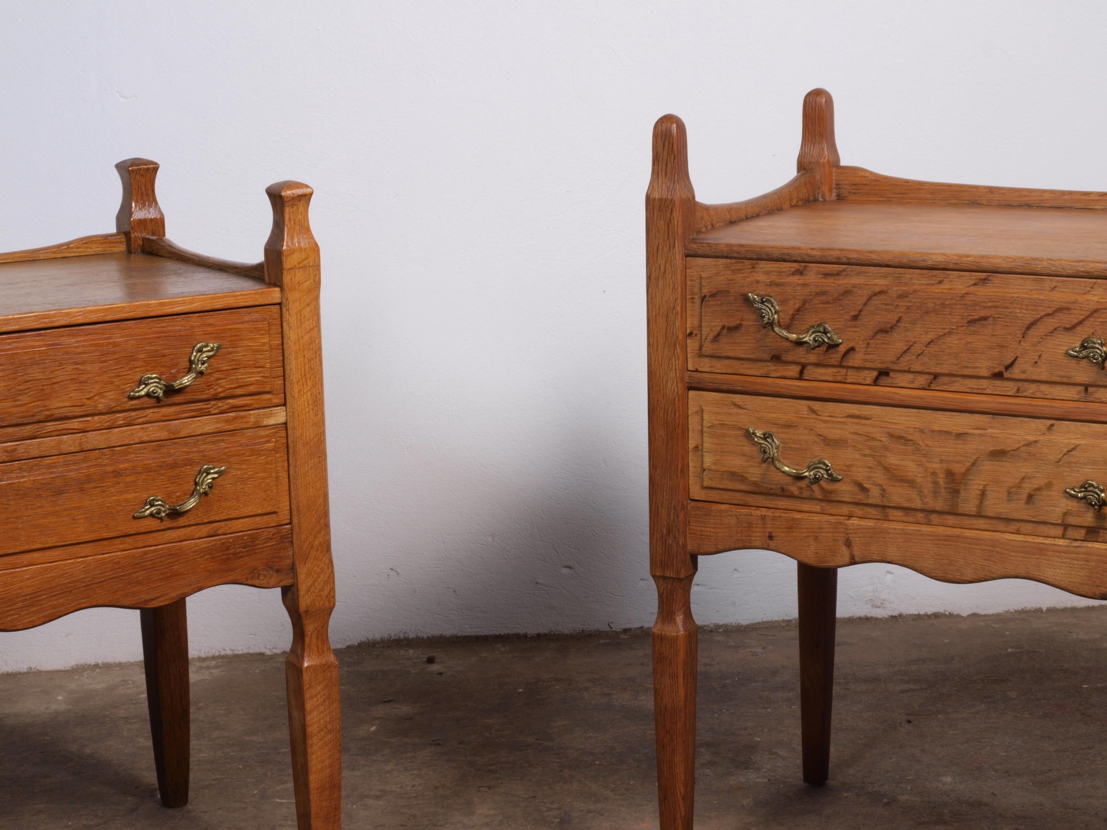 Mid-20th Century Nightstands in Oak attributed to Henning Henry Kjærnulf, Denmark 1960s For Sale