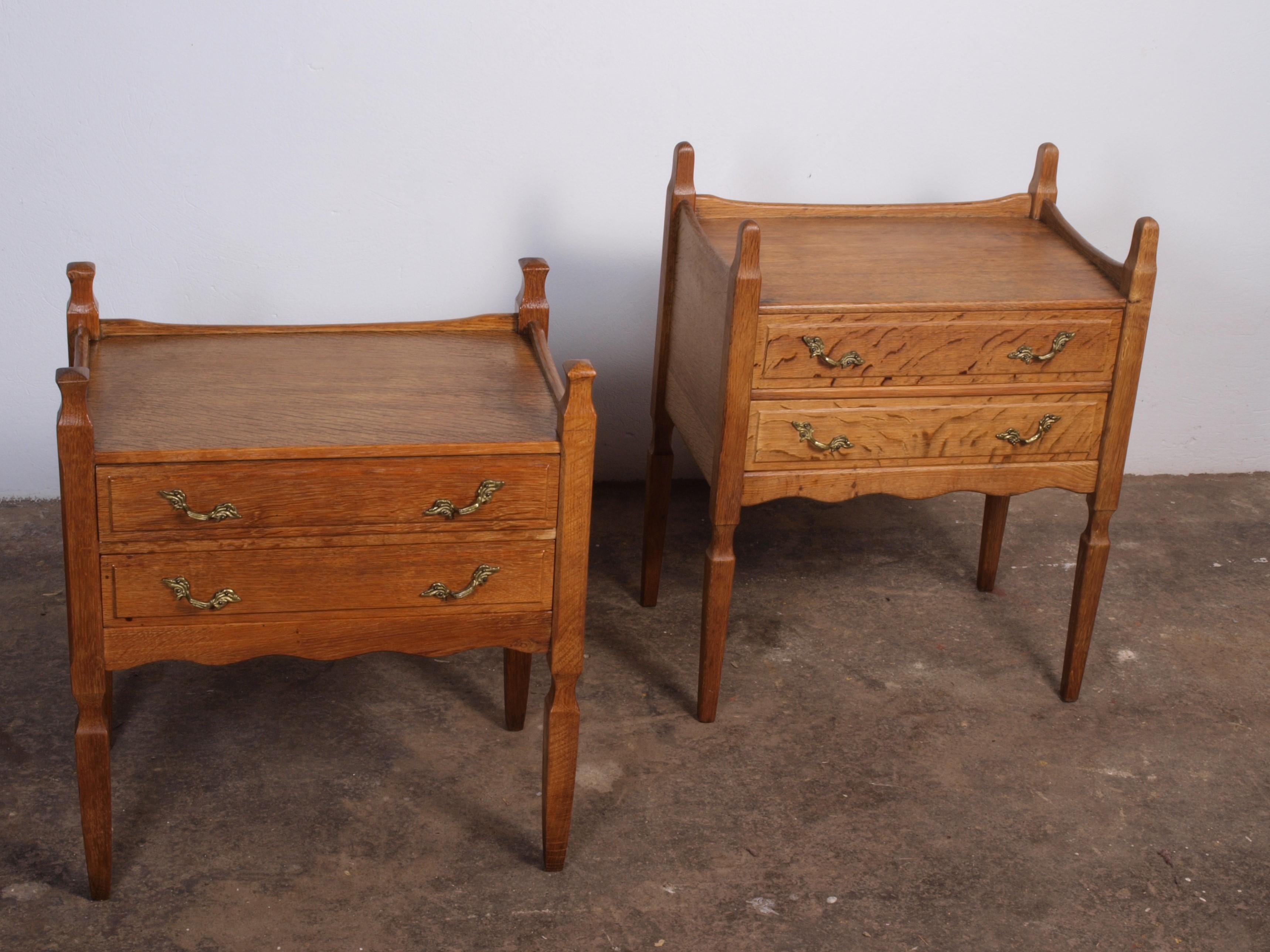 Mid-20th Century Nightstands in Oak attributed to Henning Henry Kjærnulf, Denmark 1960s For Sale