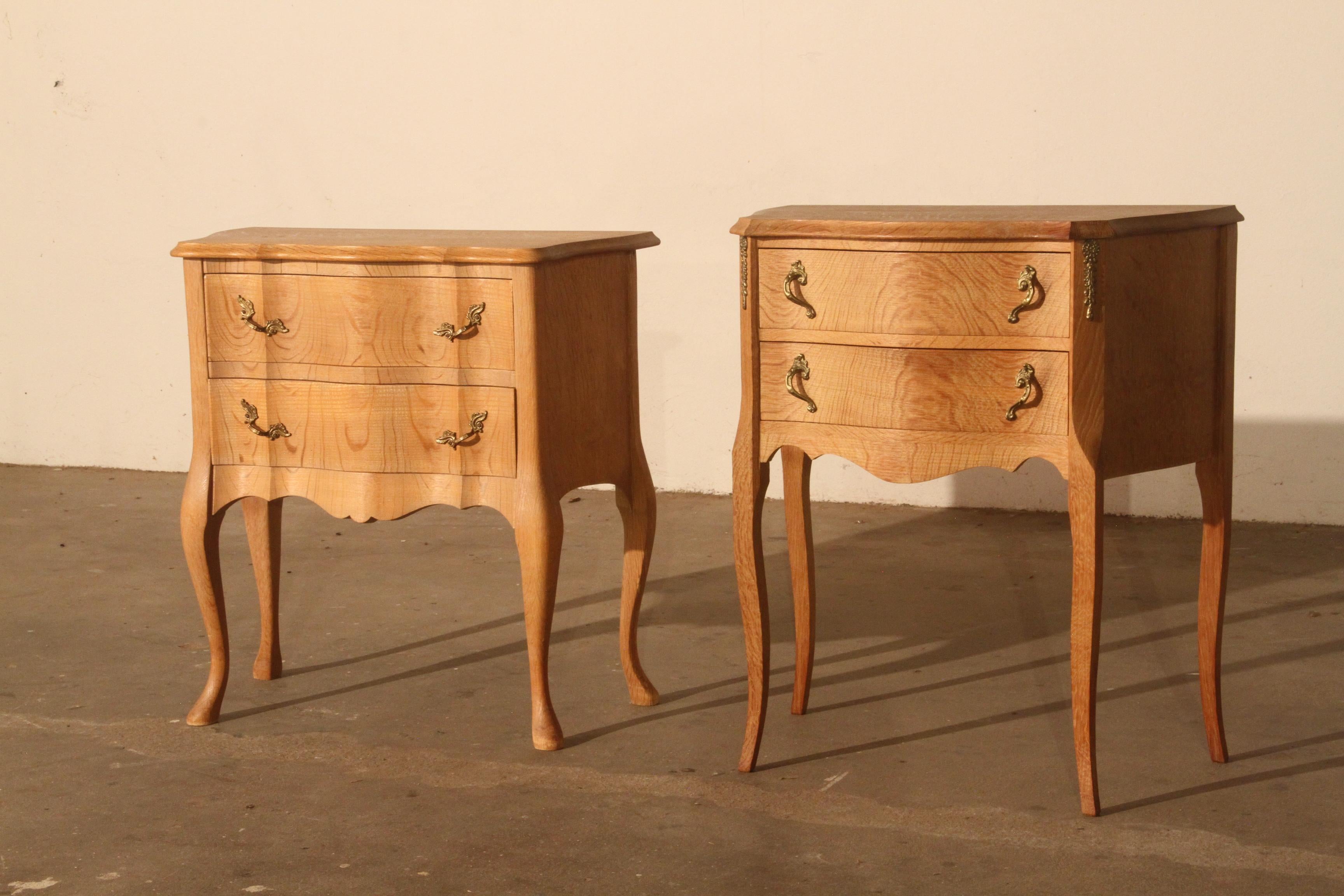 Nightstands in Oak French / Danish Henning Henry Kjærnulf style, 1960s In Good Condition In Store Heddinge, DK
