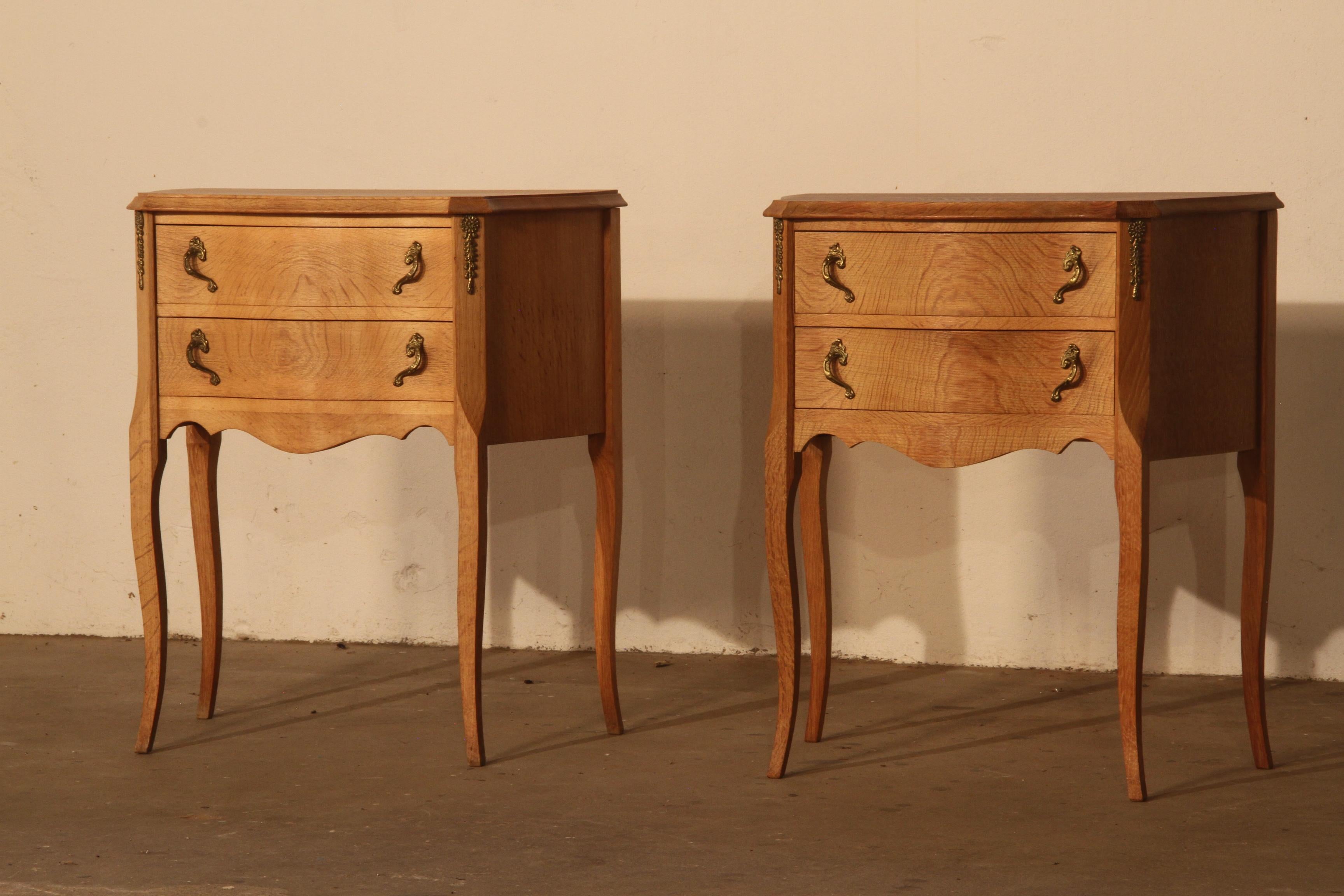 Mid-Century Modern Nightstands in Oak French design/ Danish Henning Henry Kjærnulf style, 1960s
