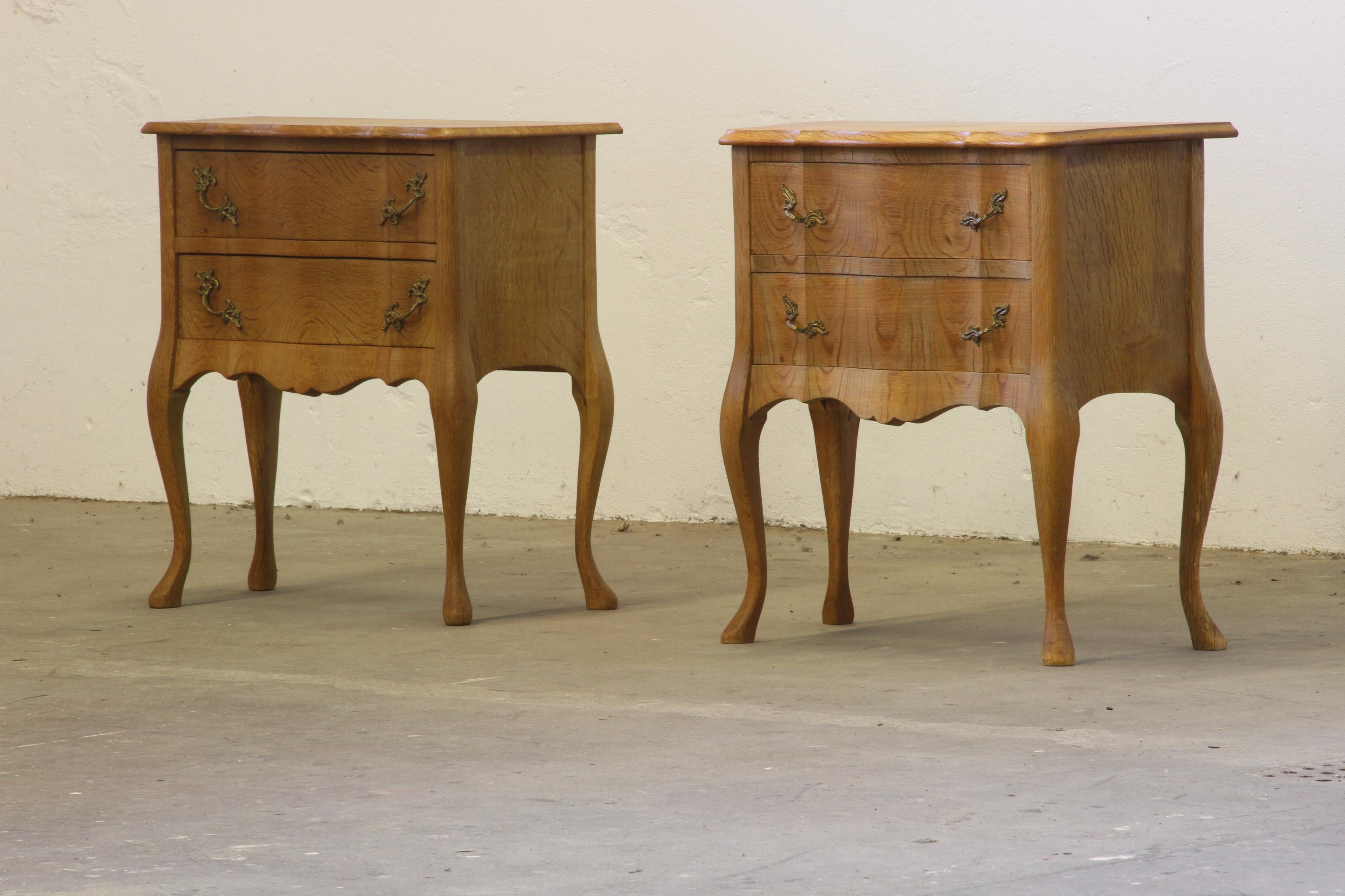 Mid-Century Modern Nightstands in Oak French design/ Danish Henning Henry Kjærnulf style, 1960s