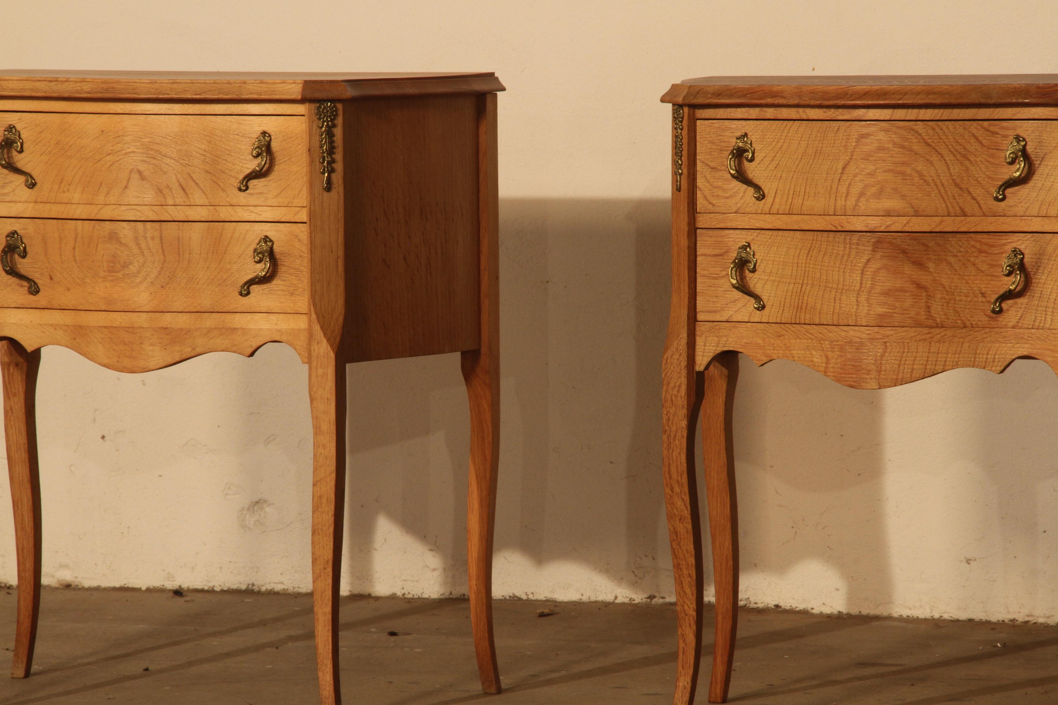 Nightstands in Oak French design/ Danish Henning Henry Kjærnulf style, 1960s In Good Condition In Store Heddinge, DK