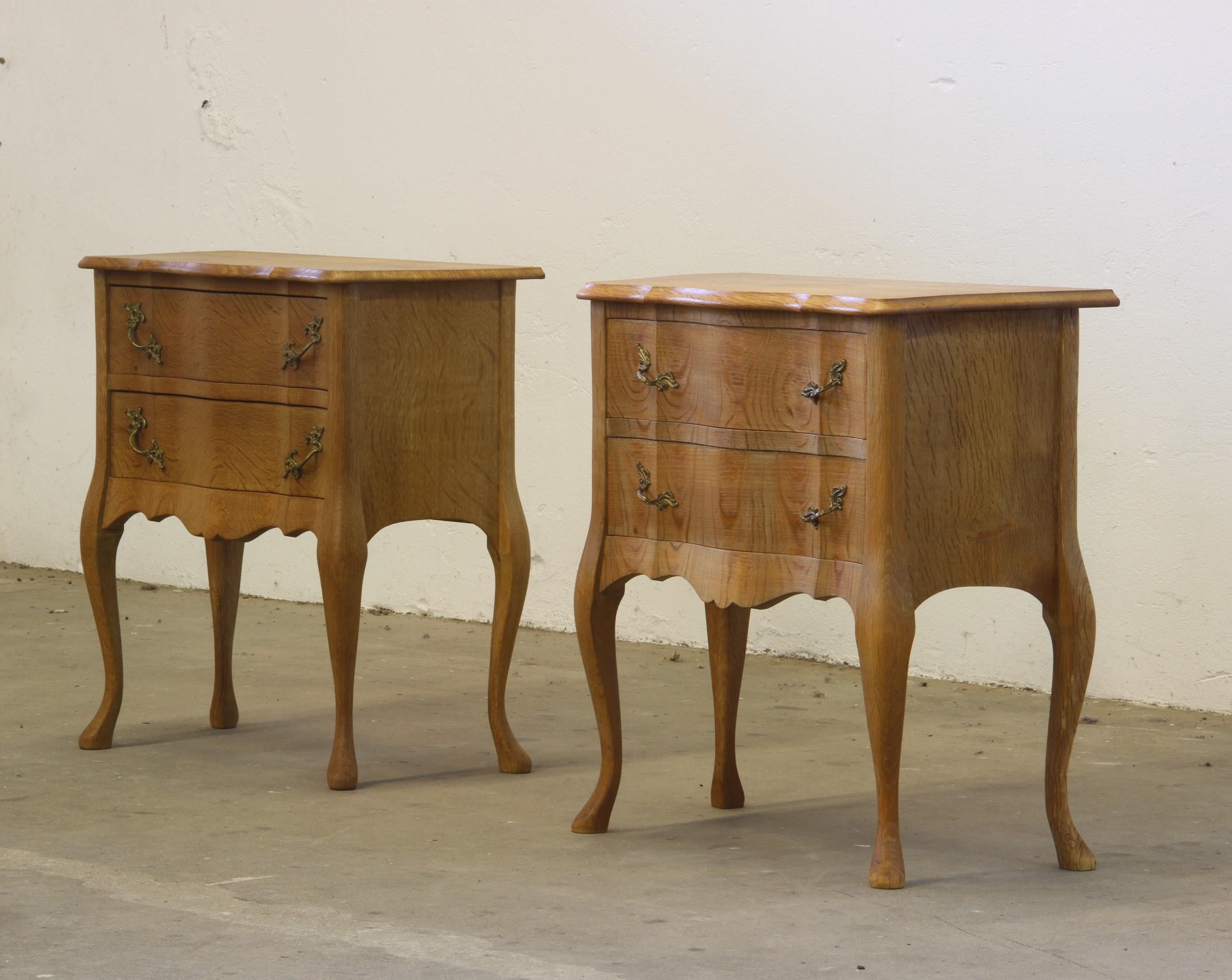 Nightstands in Oak French design/ Danish Henning Henry Kjærnulf style, 1960s In Good Condition In Store Heddinge, DK