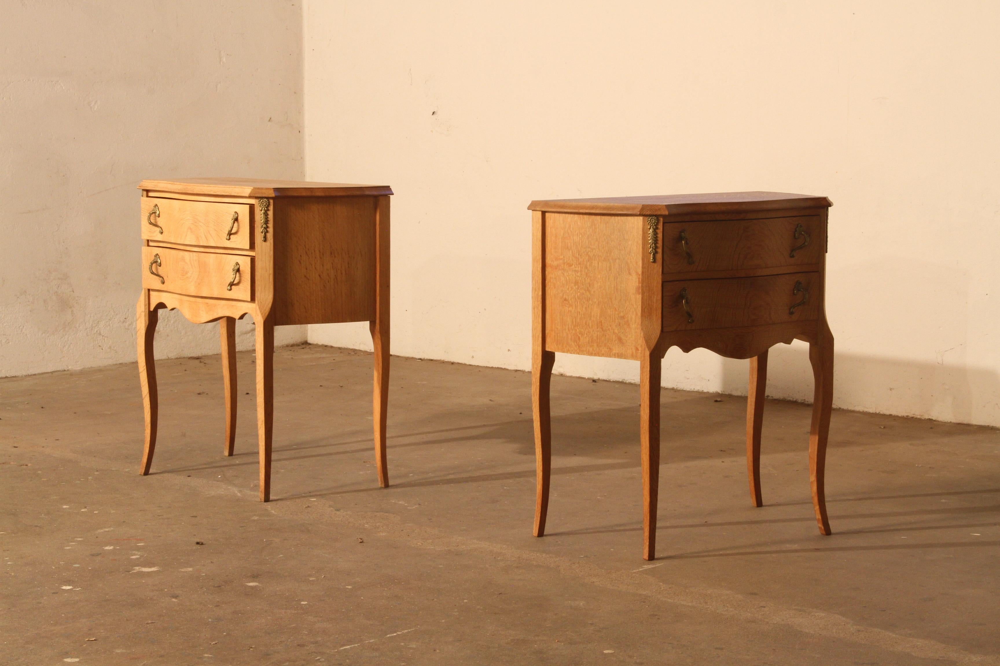 Nightstands in Oak French design/ Danish Henning Henry Kjærnulf style, 1960s 2
