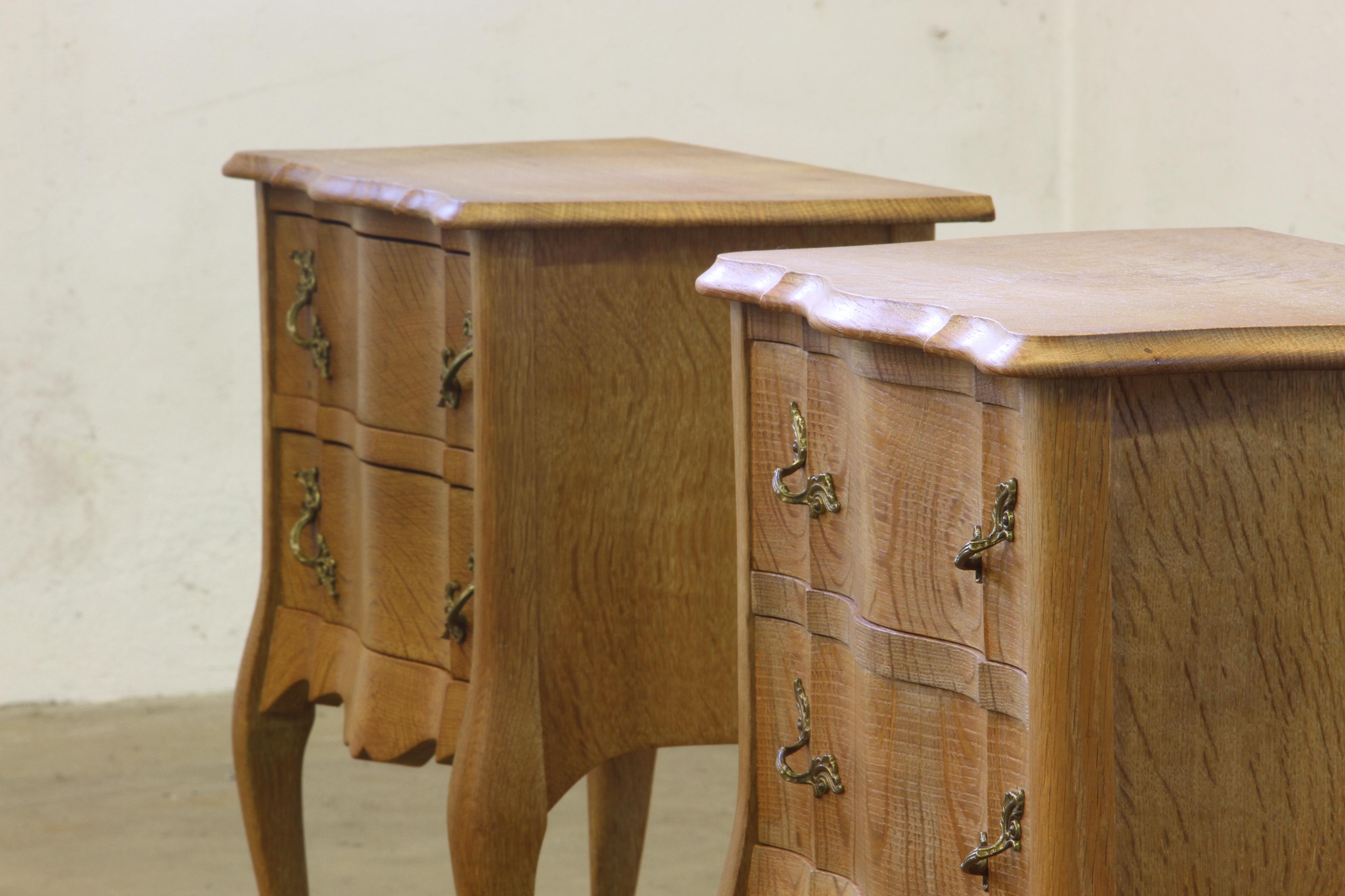 Nightstands in Oak French design/ Danish Henning Henry Kjærnulf style, 1960s 1