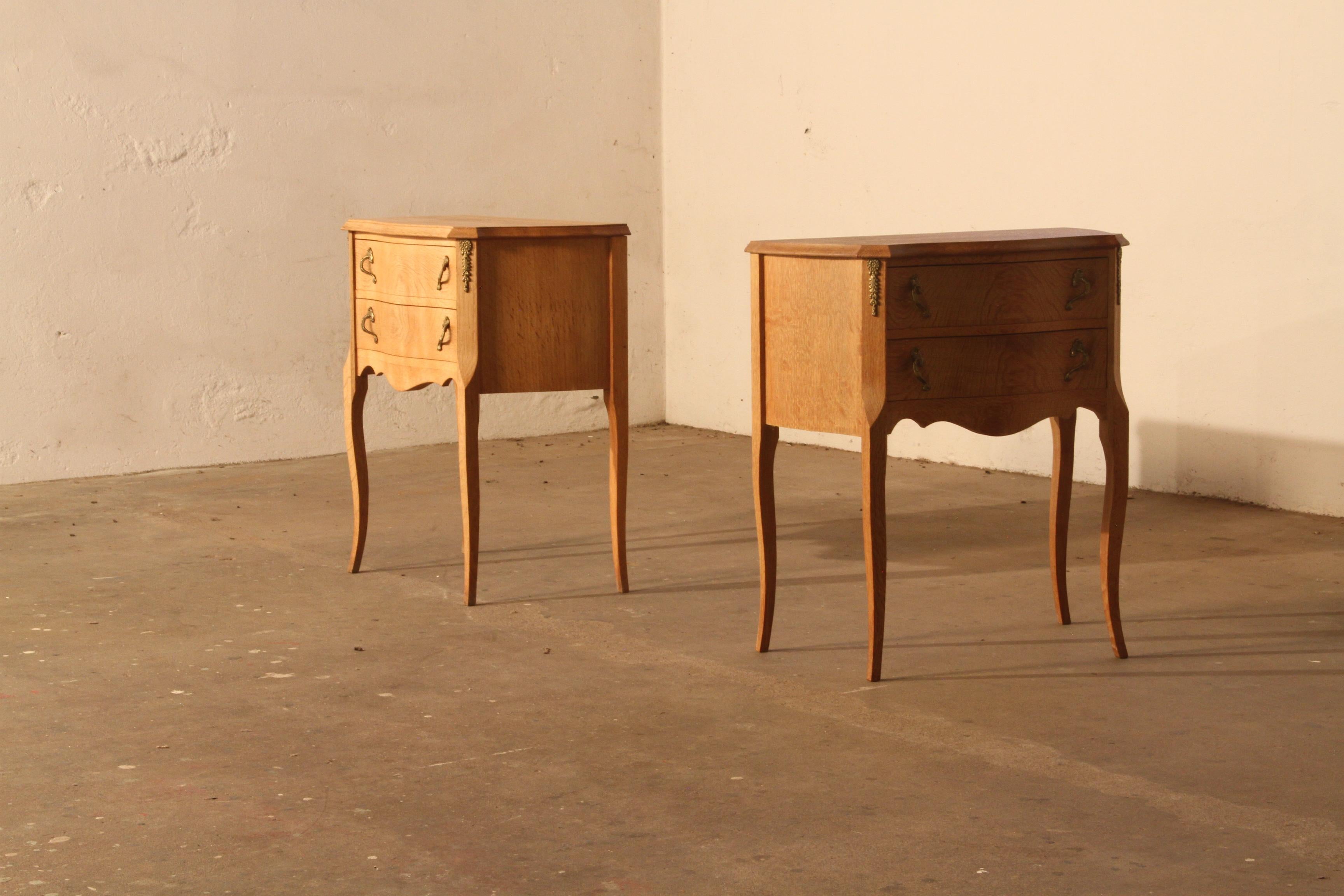 Nightstands in Oak French design/ Danish Henning Henry Kjærnulf style, 1960s 3