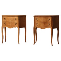Nightstands in Oak French design/ Danish Henning Henry Kjærnulf style, 1960s