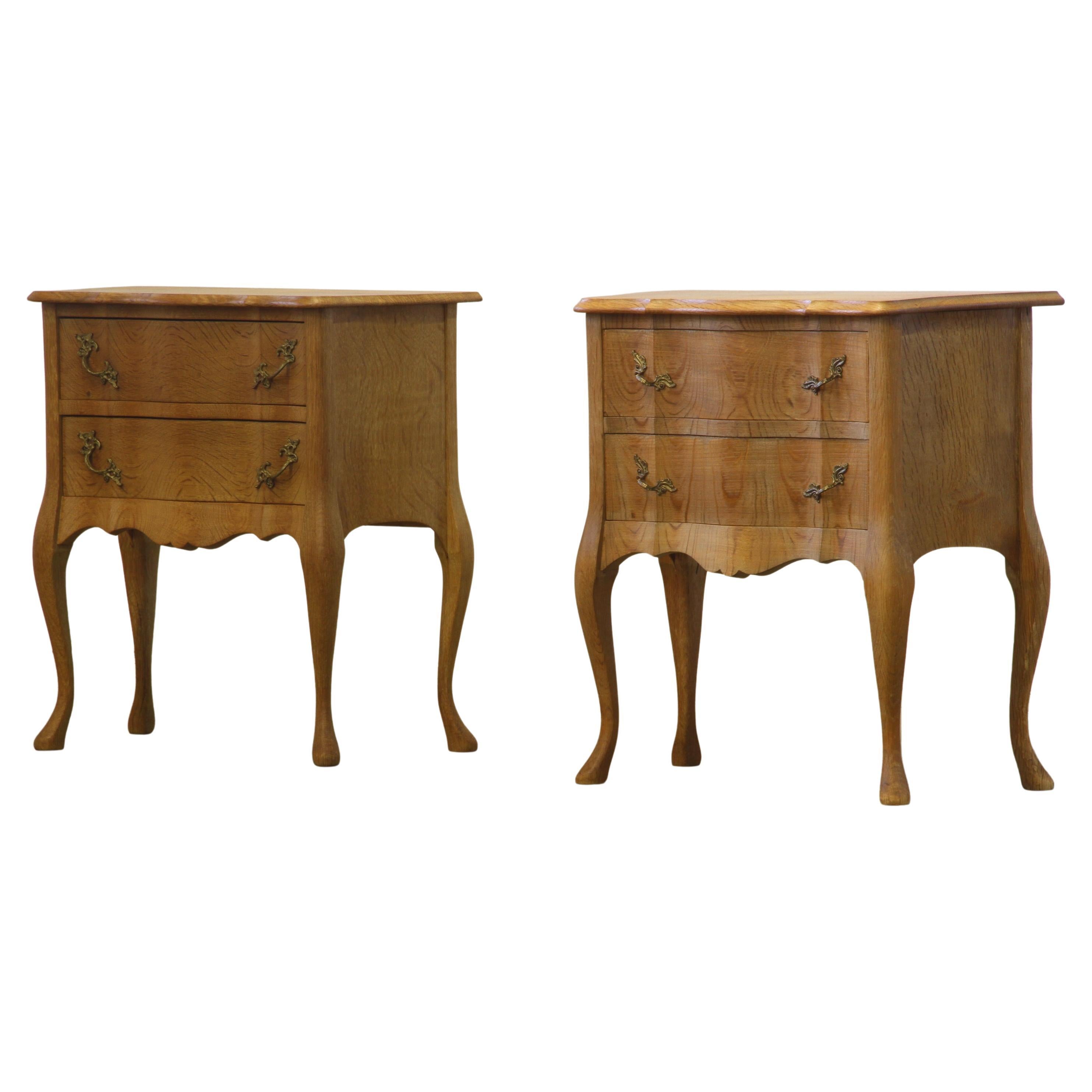 Nightstands in Oak French design/ Danish Henning Henry Kjærnulf style, 1960s