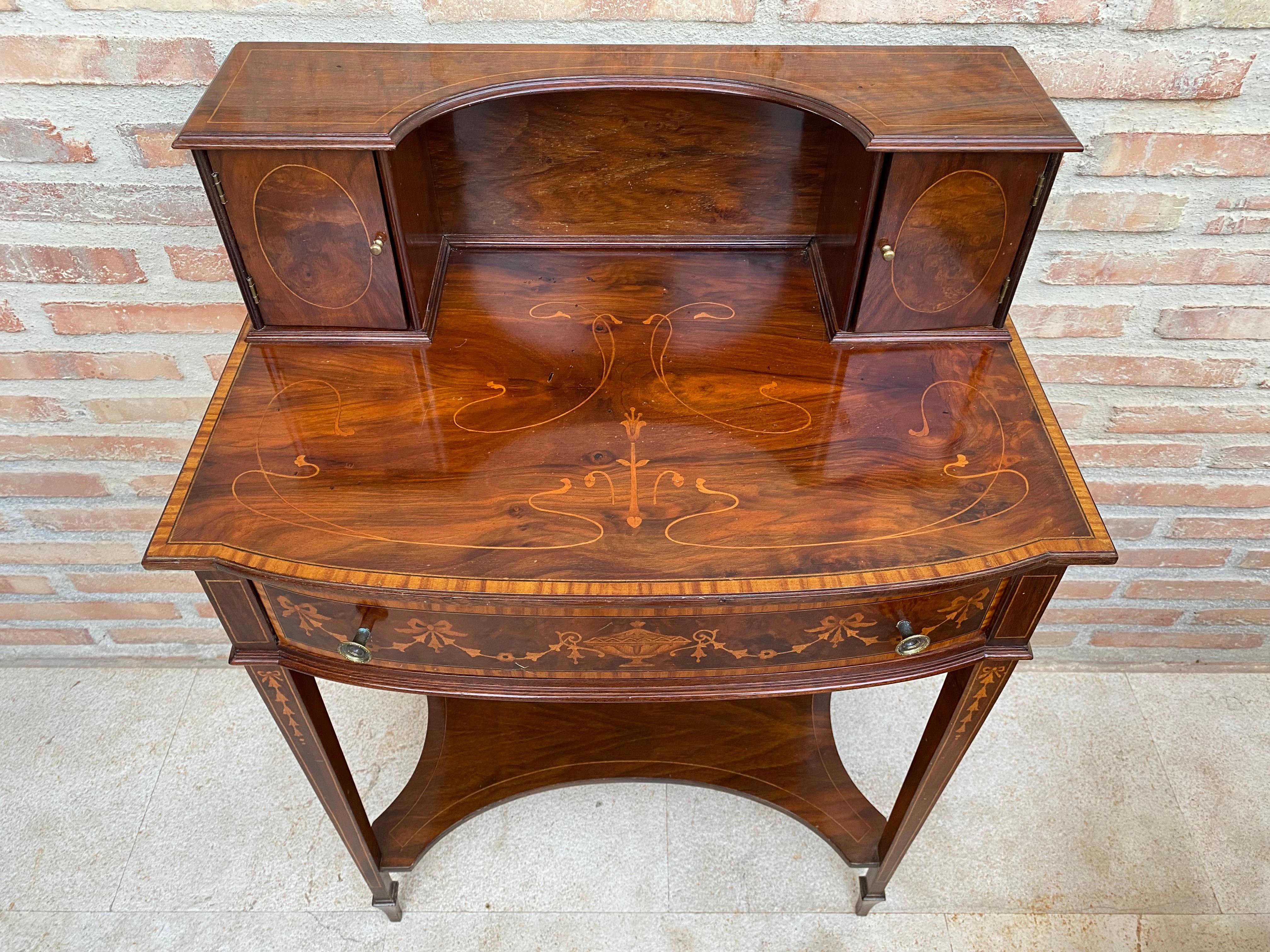 Nightstands with French Marquetry Inlaid, 1920s, Set of 2 For Sale 4