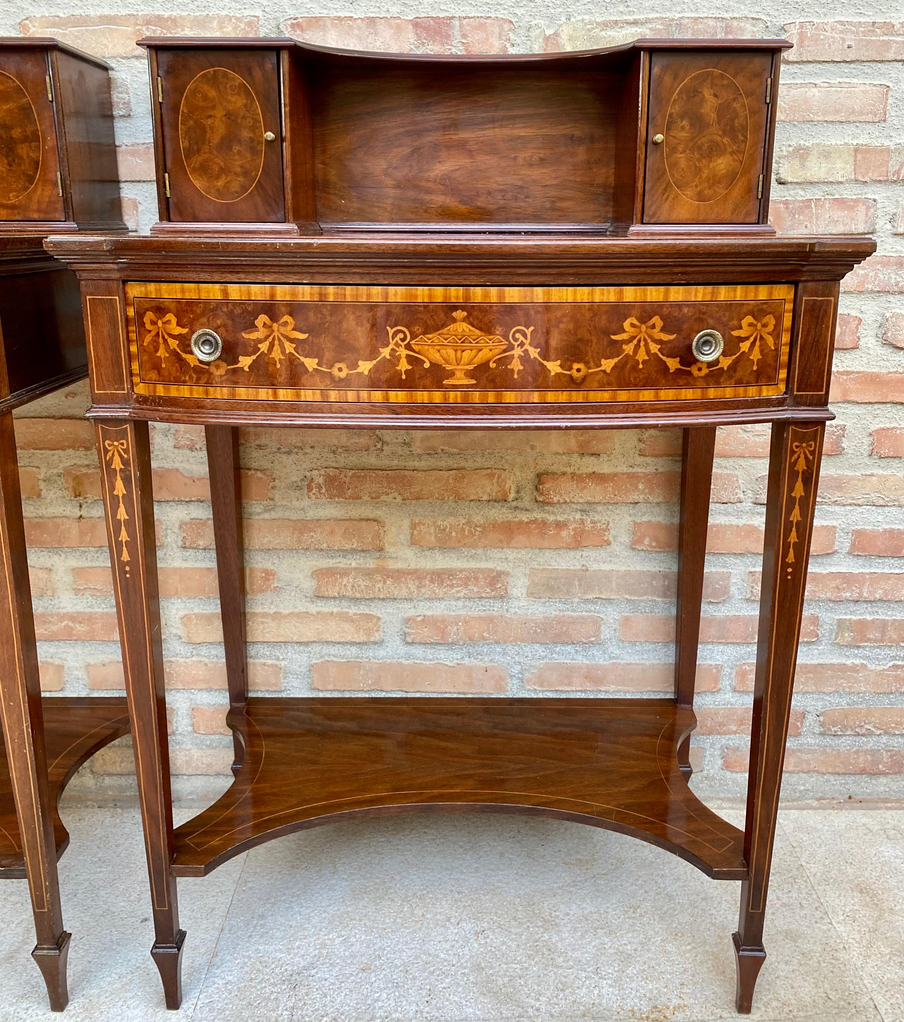 Nightstands with French Marquetry Inlaid, 1920s, Set of 2 For Sale 6