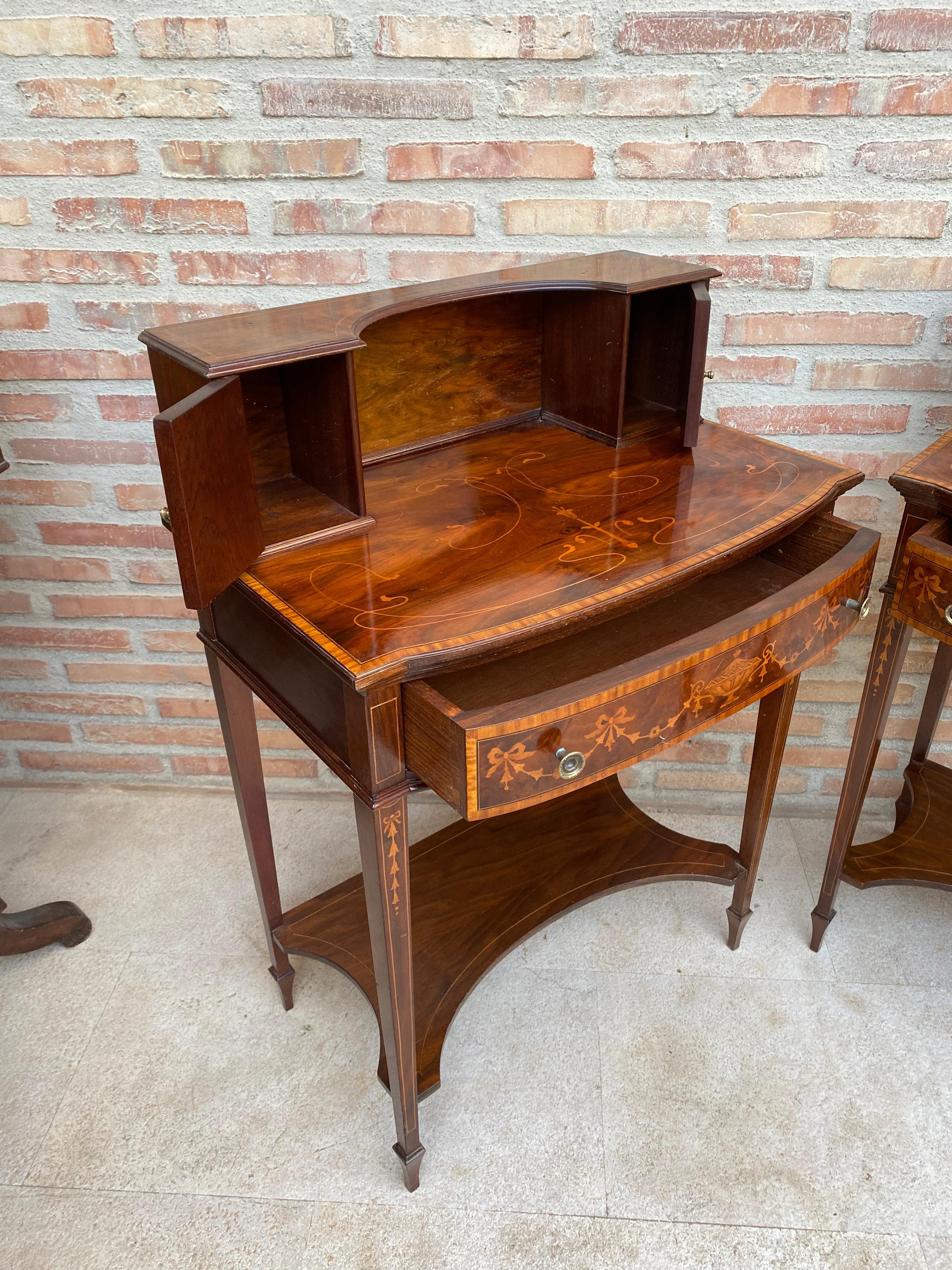 Nightstands with French Marquetry Inlaid, 1920s, Set of 2 For Sale 7