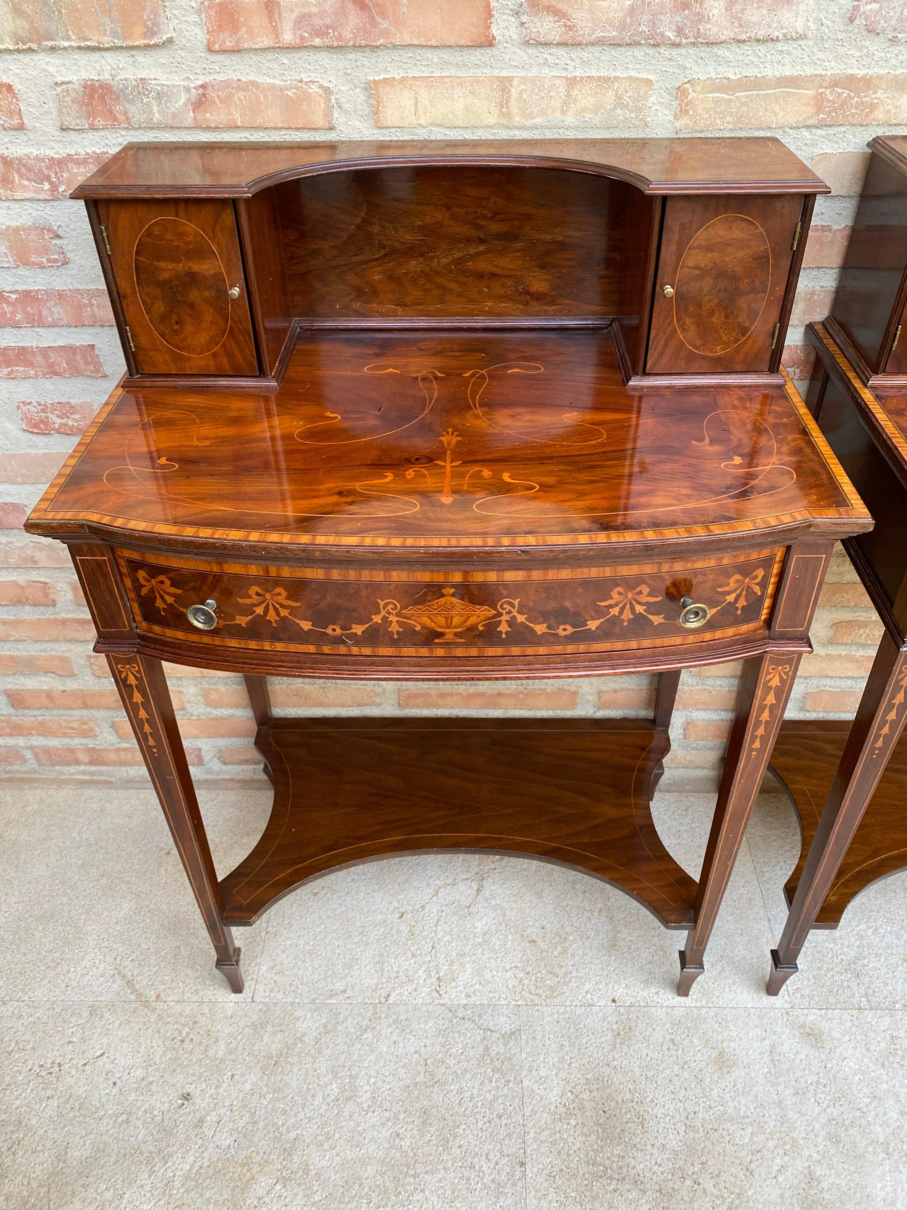 Nightstands with French Marquetry Inlaid, 1920s, Set of 2 For Sale 3